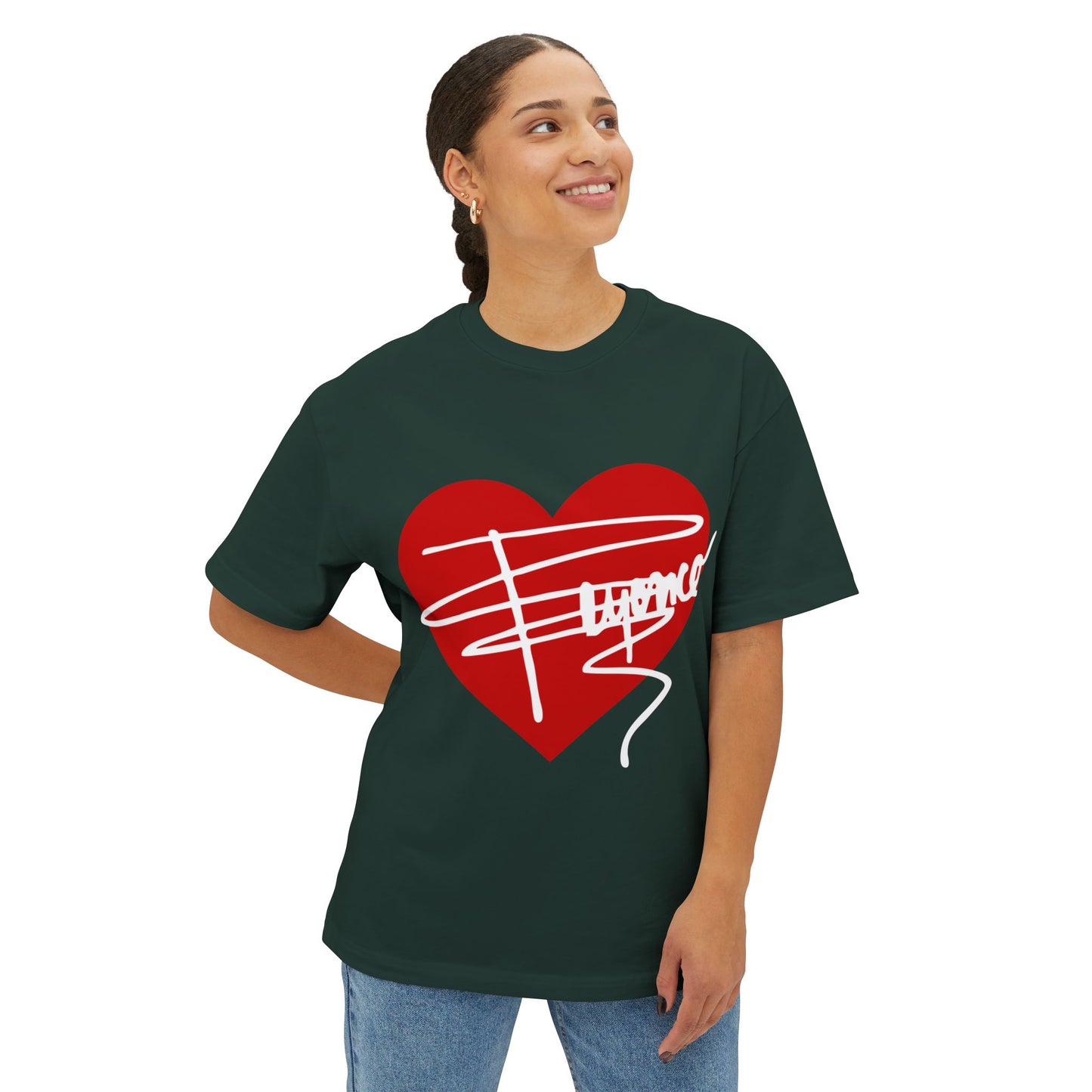 Heartline Script Love Art Unisex Oversized Boxy Tee - snazzymerch