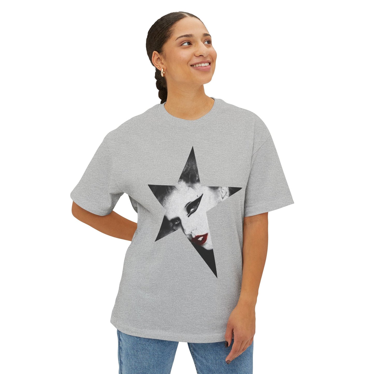 Born This Way Star Face-Unisex Oversized Tee Printify