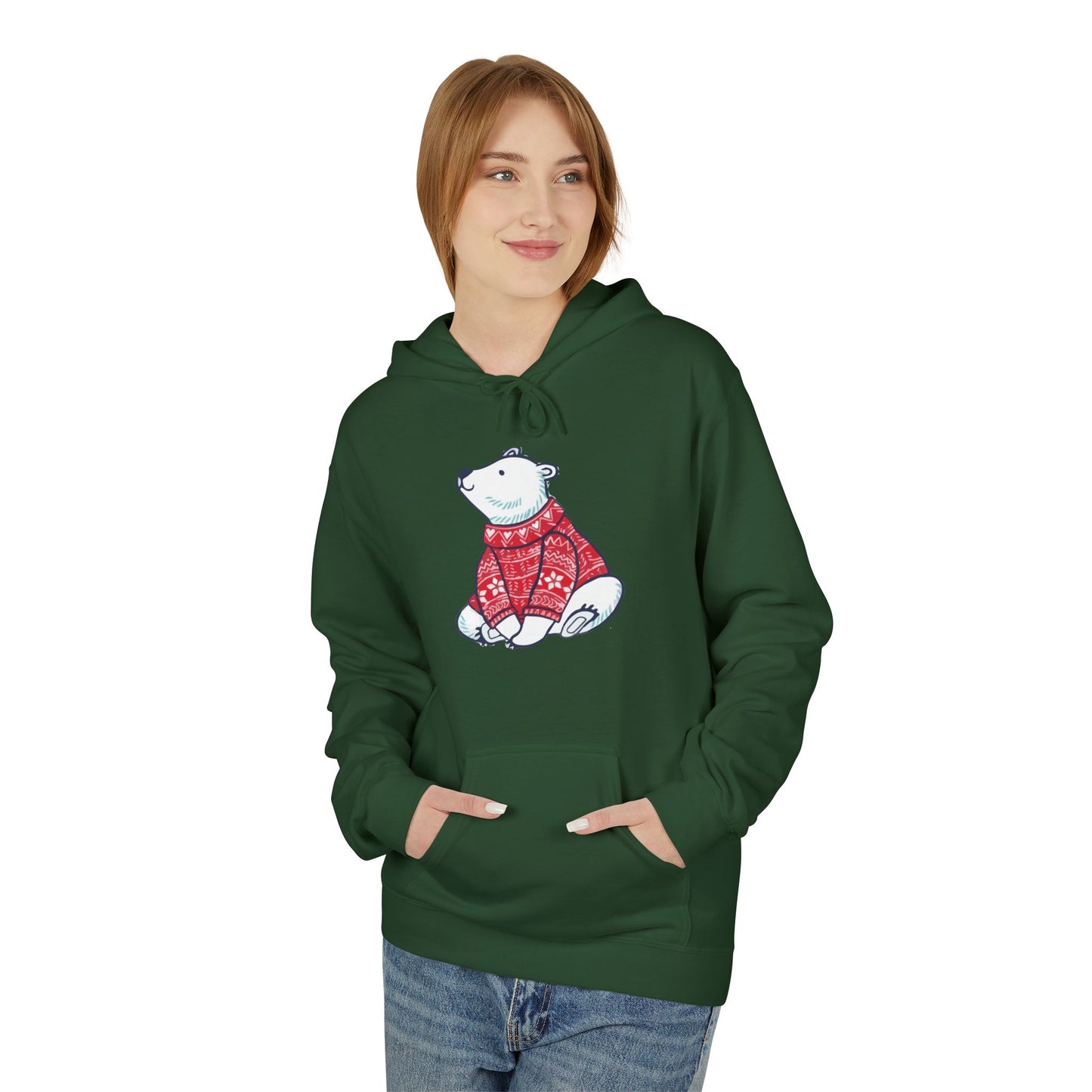 Cozy Polar Bear Christmas Hoodie – Holiday Edition Printify