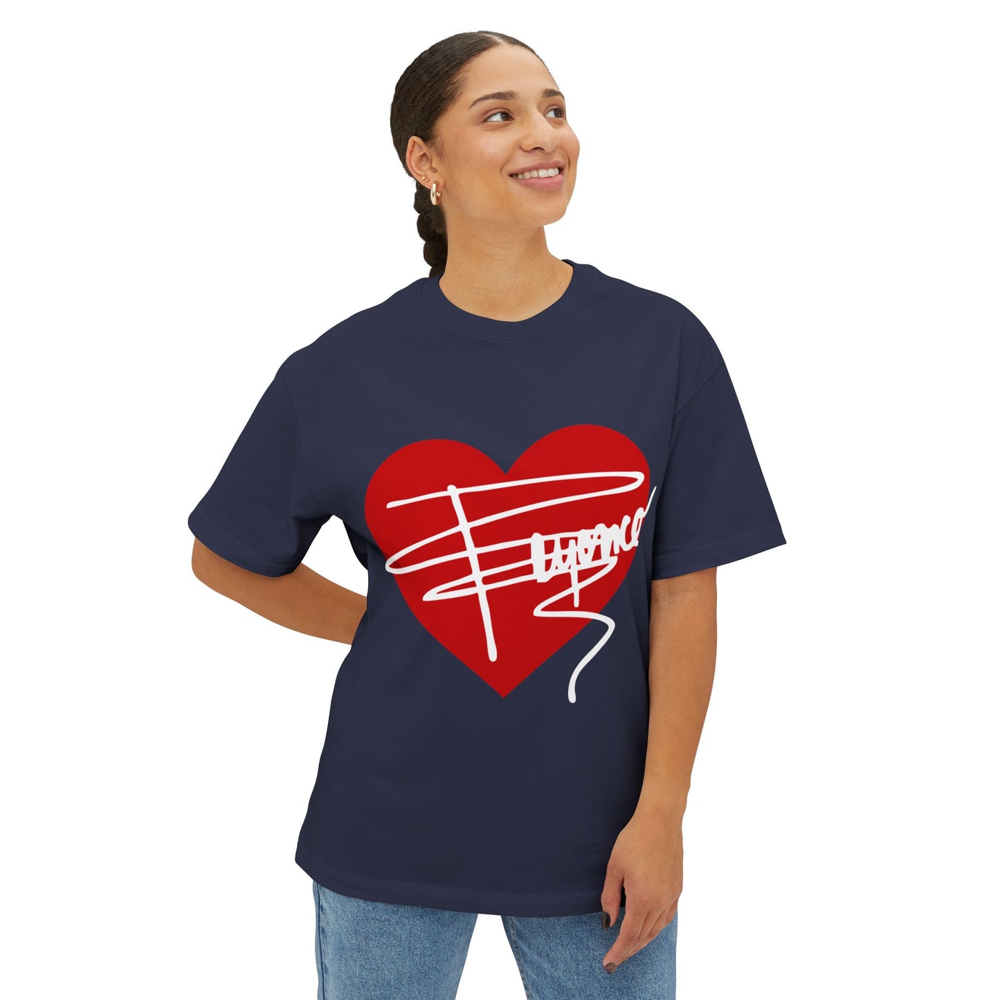 Heartline Script Love Art Unisex Oversized Boxy Tee - snazzymerch