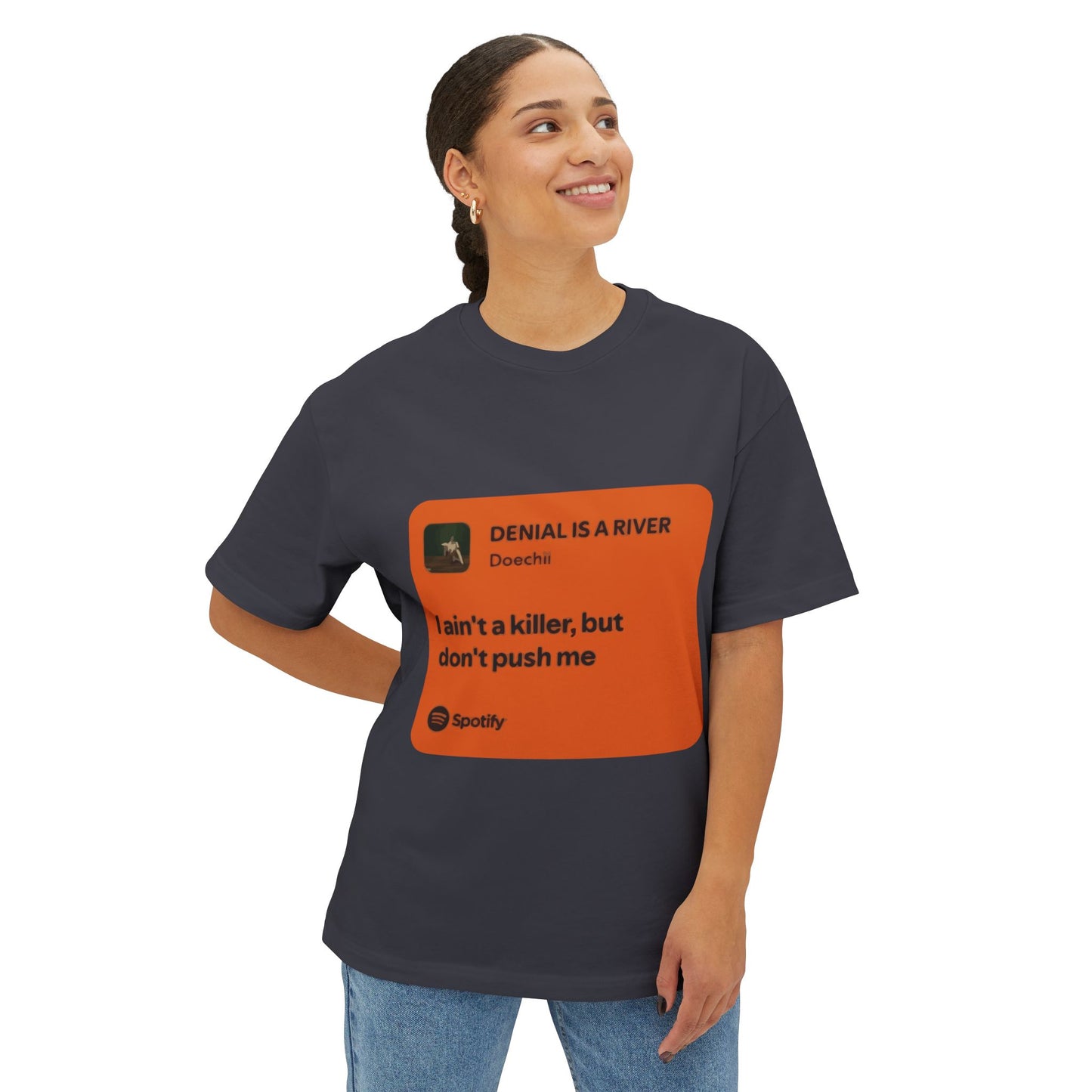 Music Quote Card Unisex Oversized Boxy Tee - snazzymerch