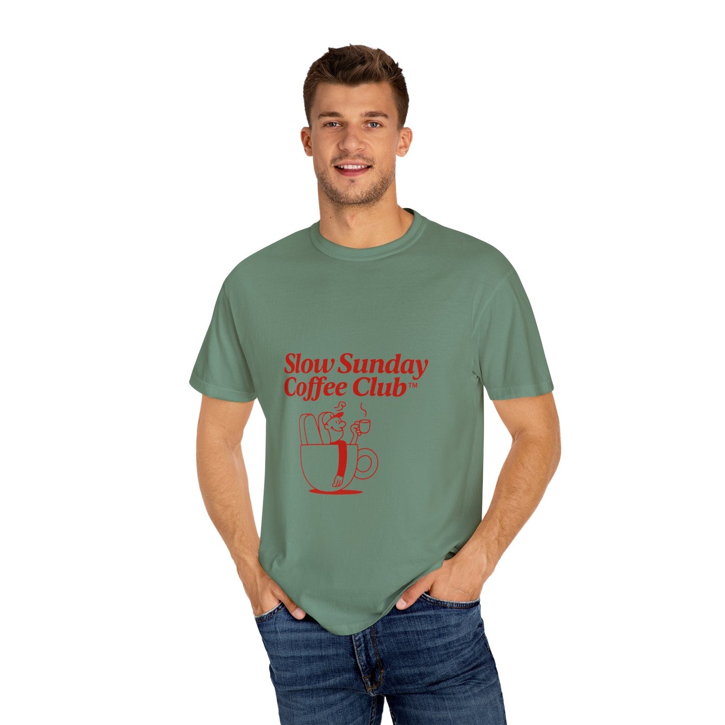 Unisex Garment-Dyed T-shirt – Snazzy Coffe Club Edition Printify