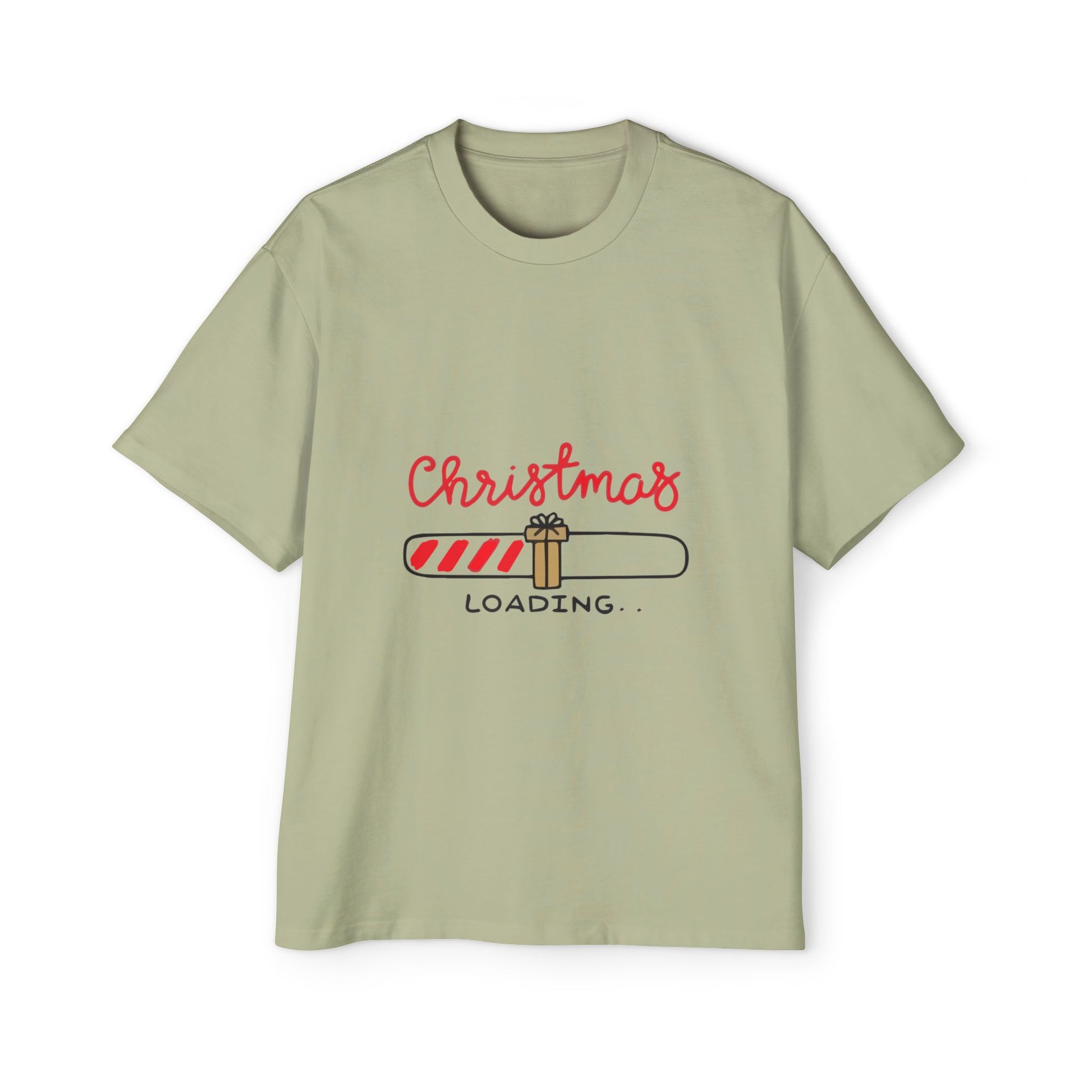 Candy Cane Loading Bar Men's Heavy Oversized Tee – Christmas Sale Edition Printify
