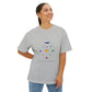 Colorful Planetary Orbit Diagram Unisex Oversized Boxy Tee Printify