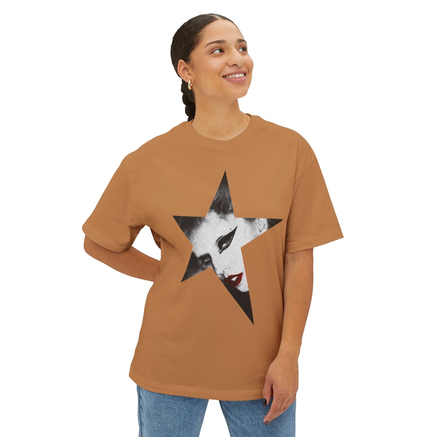 Born This Way Star Face-Unisex Oversized Tee Printify