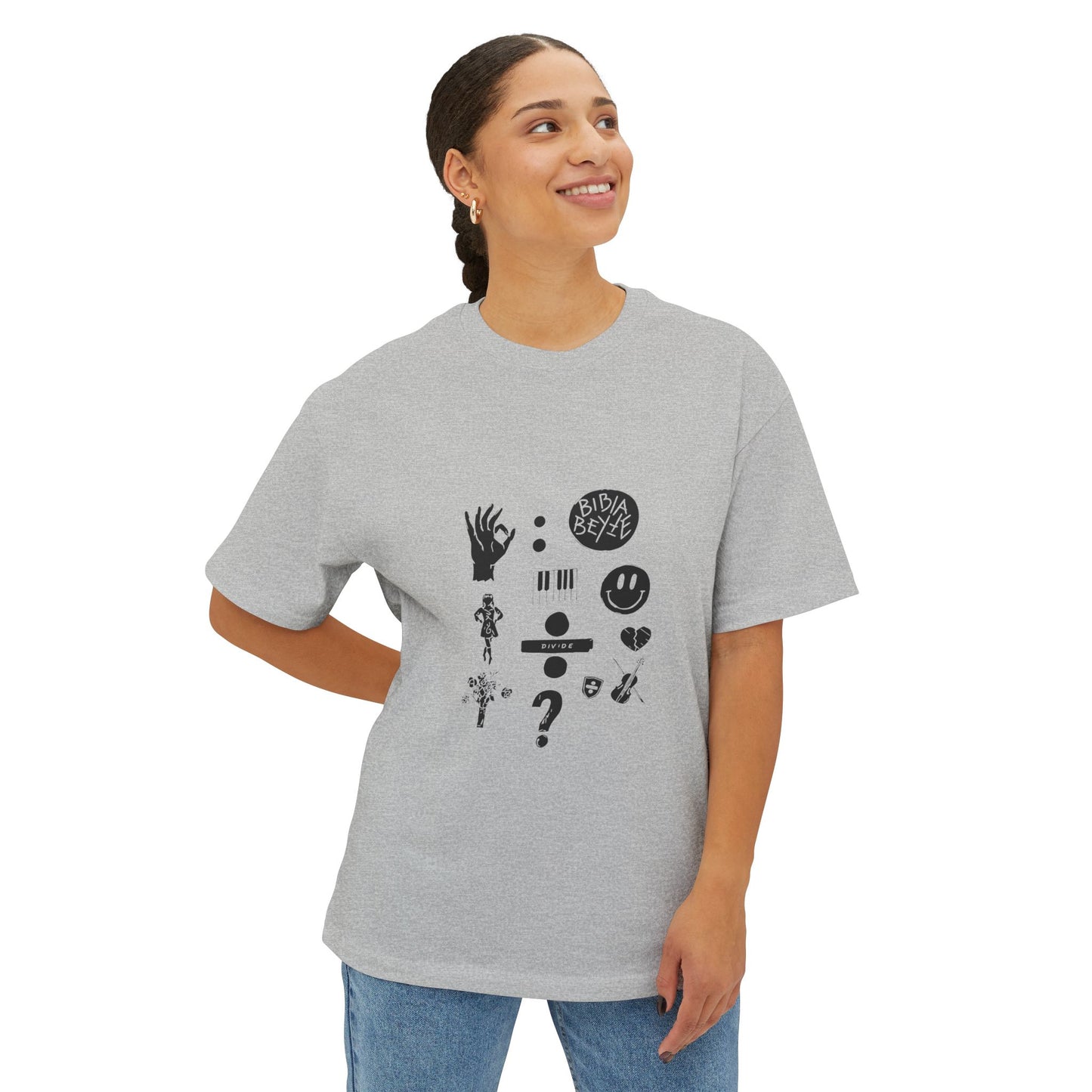 Ocean Wave with Heart Outline Oversized Boxy Tee Printify