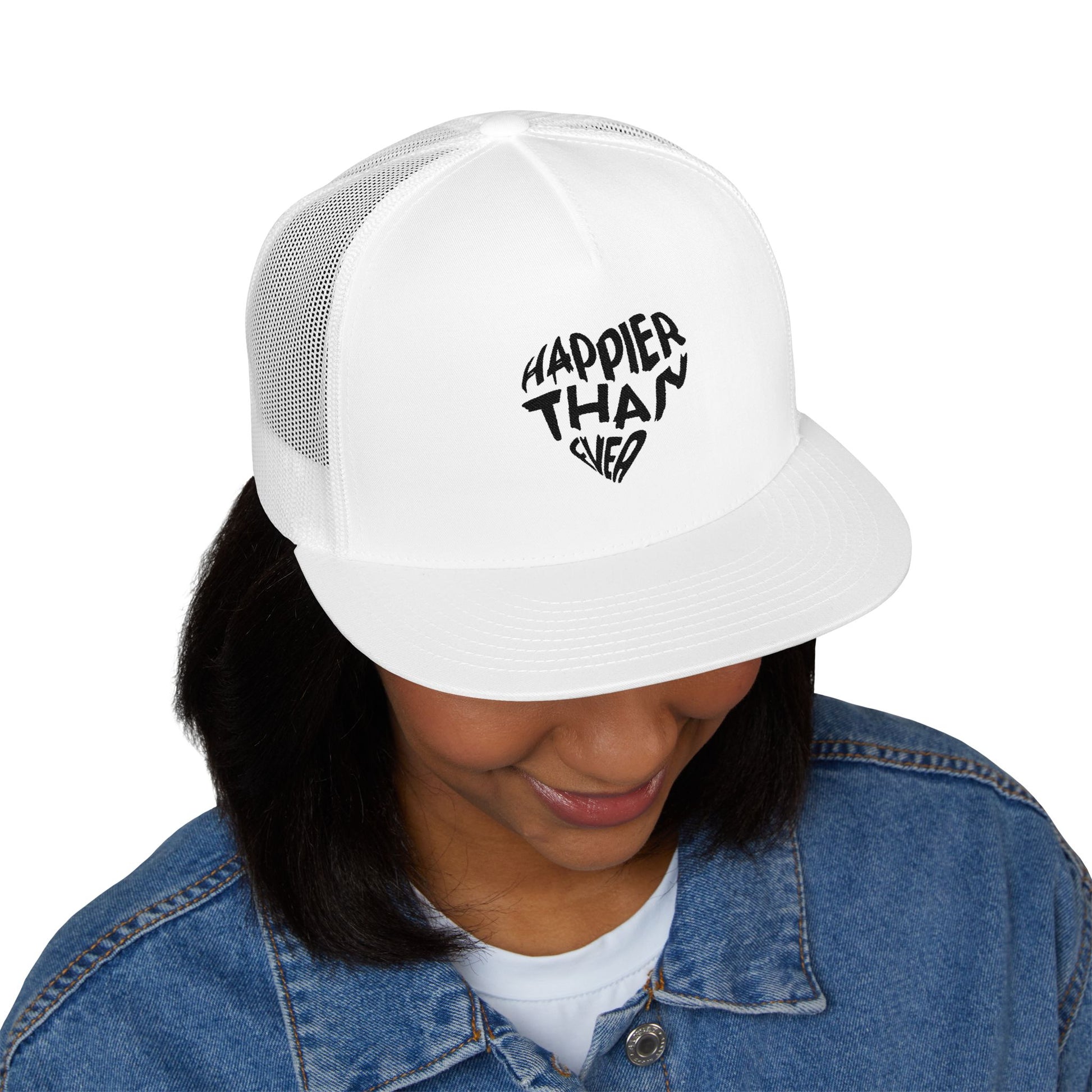 Billie Eilish Inspired Trucker Cap – Happier Heart Lettering Edition Printify