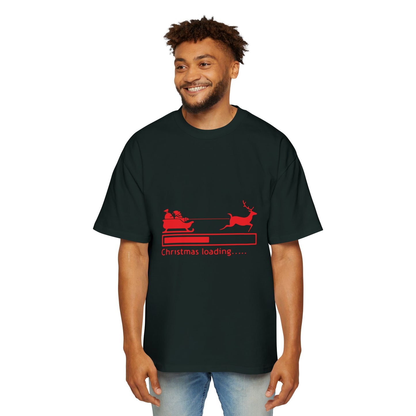 Christmas Loading Oversized Tee – Festive Santa Sleigh Holiday T-Shirt Printify