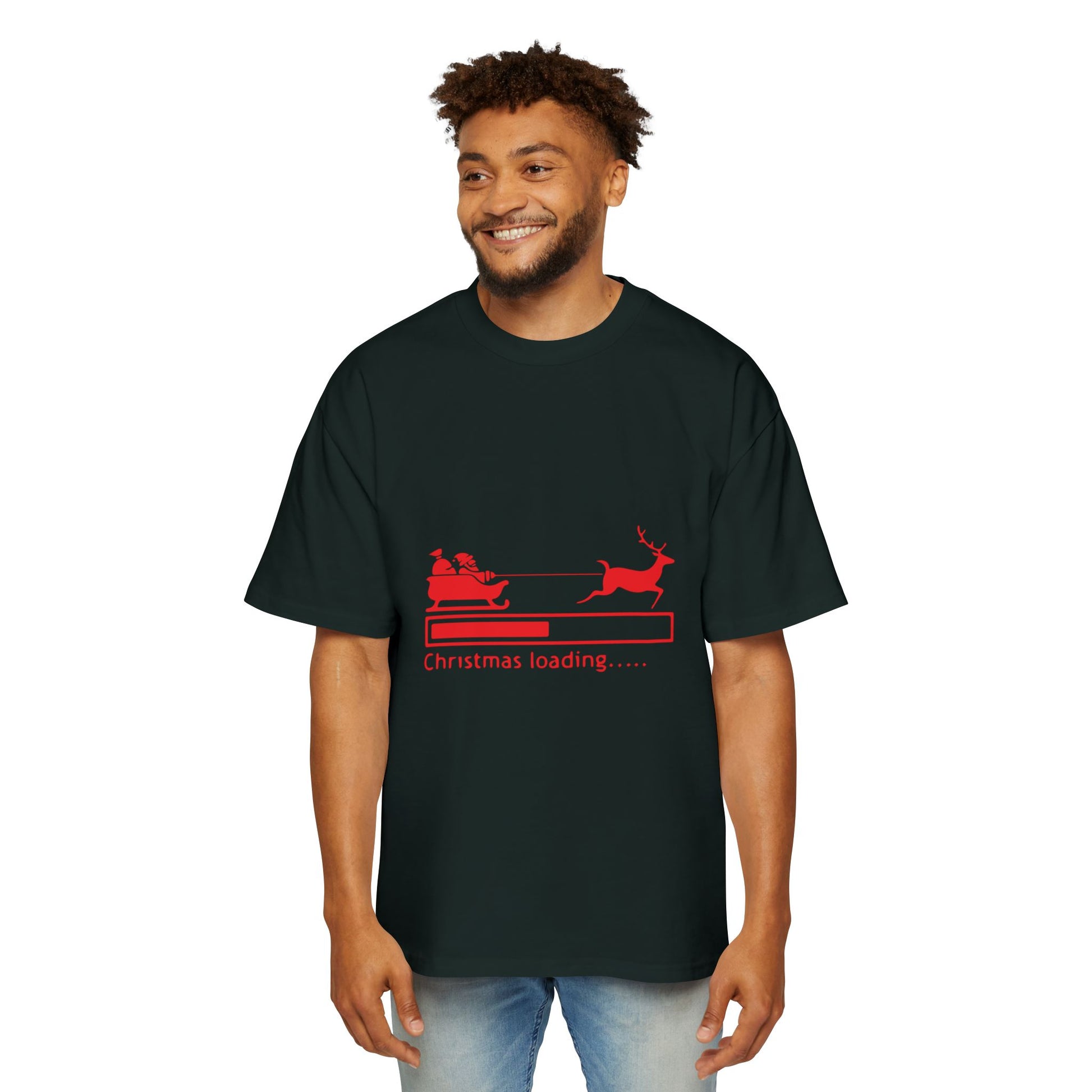 Christmas Loading Oversized Tee – Festive Santa Sleigh Holiday T-Shirt Printify