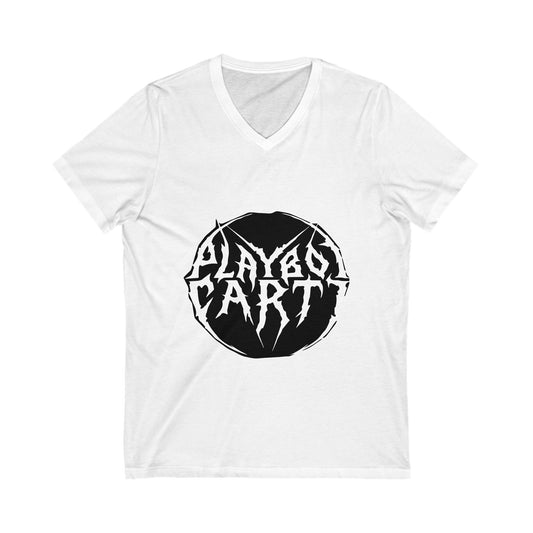 Gothic Circle White Logo Unisex Jersey Short Sleeve V-Neck Tee - snazzymerch