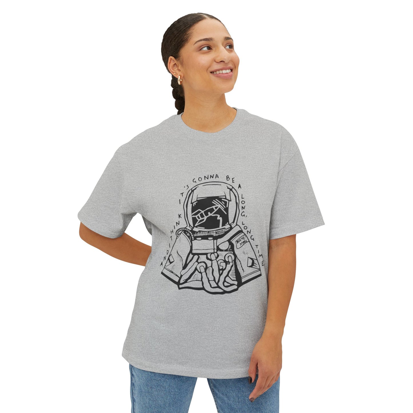 Outline Face Design Unisex Oversized Boxy Tee - snazzymerch