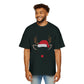 Minimal Reindeer Face Oversized Tee – Cute Christmas Holiday T-Shirt Printify