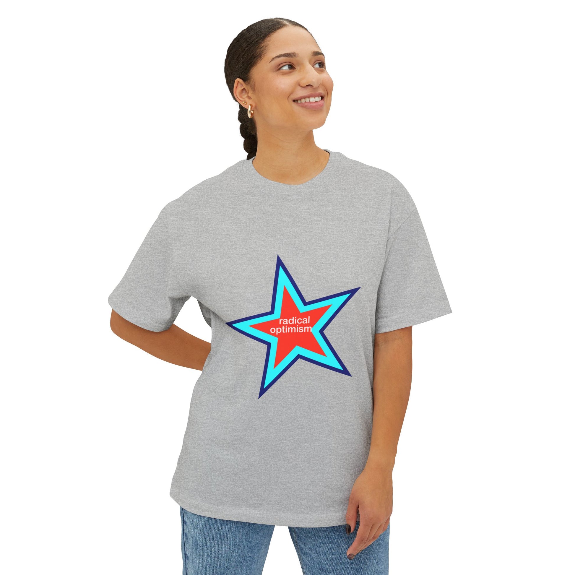 Power of Positivity Star Unisex Oversized Boxy Tee - snazzymerch