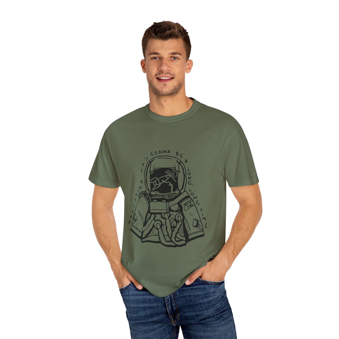Outline Face Design Unisex Garment-Dyed T-shirt - snazzymerch