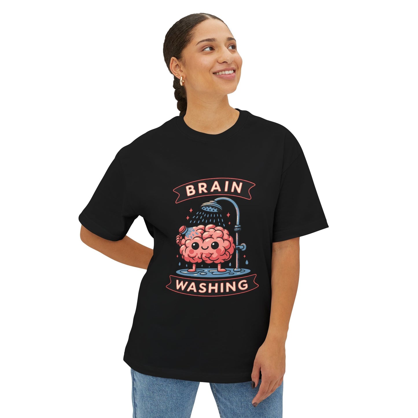 Oversized boxy Tee – Snazzy Brain washing Edition Printify