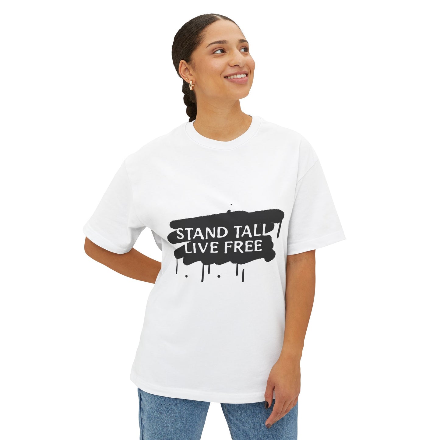 Stand Tall Live Free Unisex oversized Boxy Tee - snazzymerch