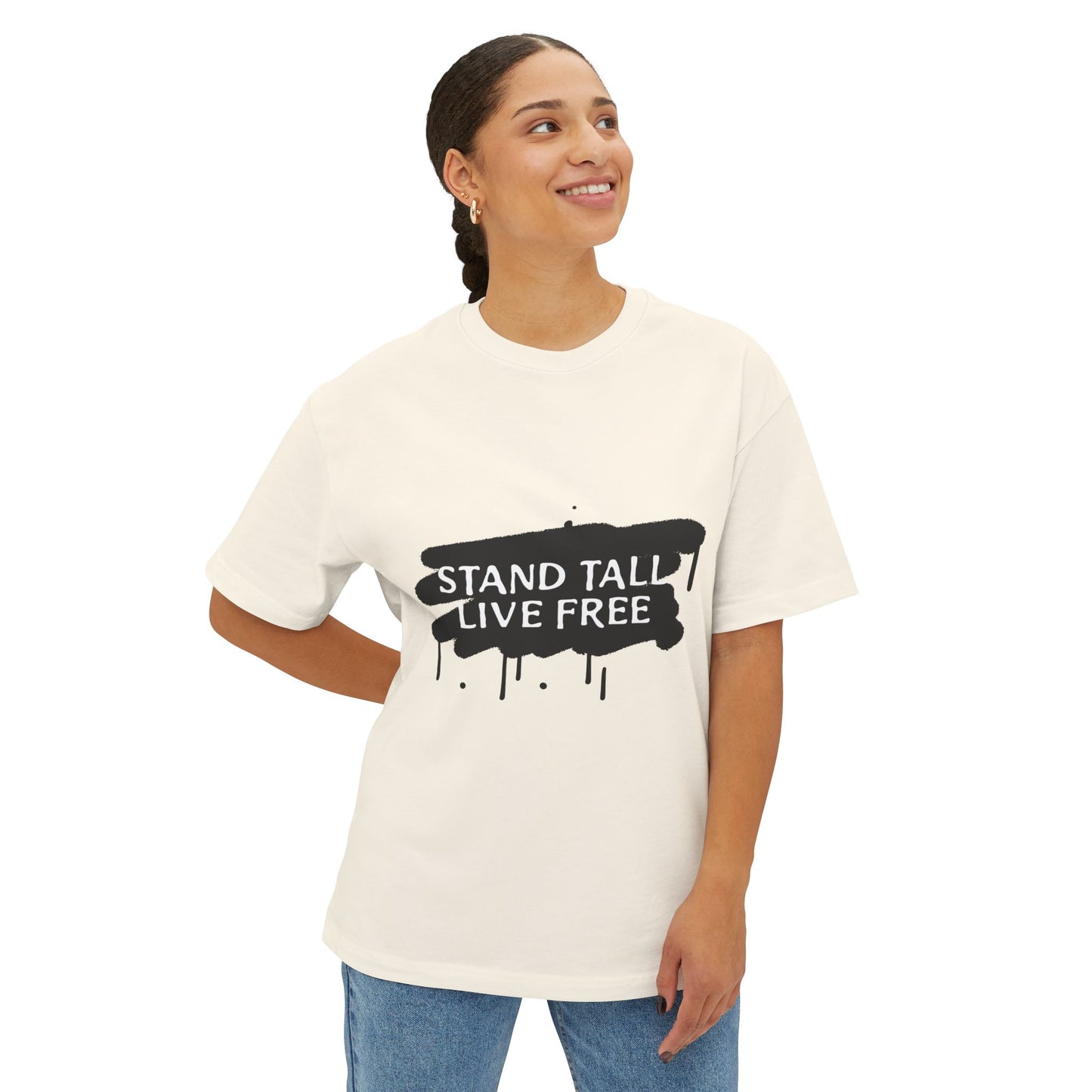 Stand Tall Live Free Unisex oversized Boxy Tee - snazzymerch