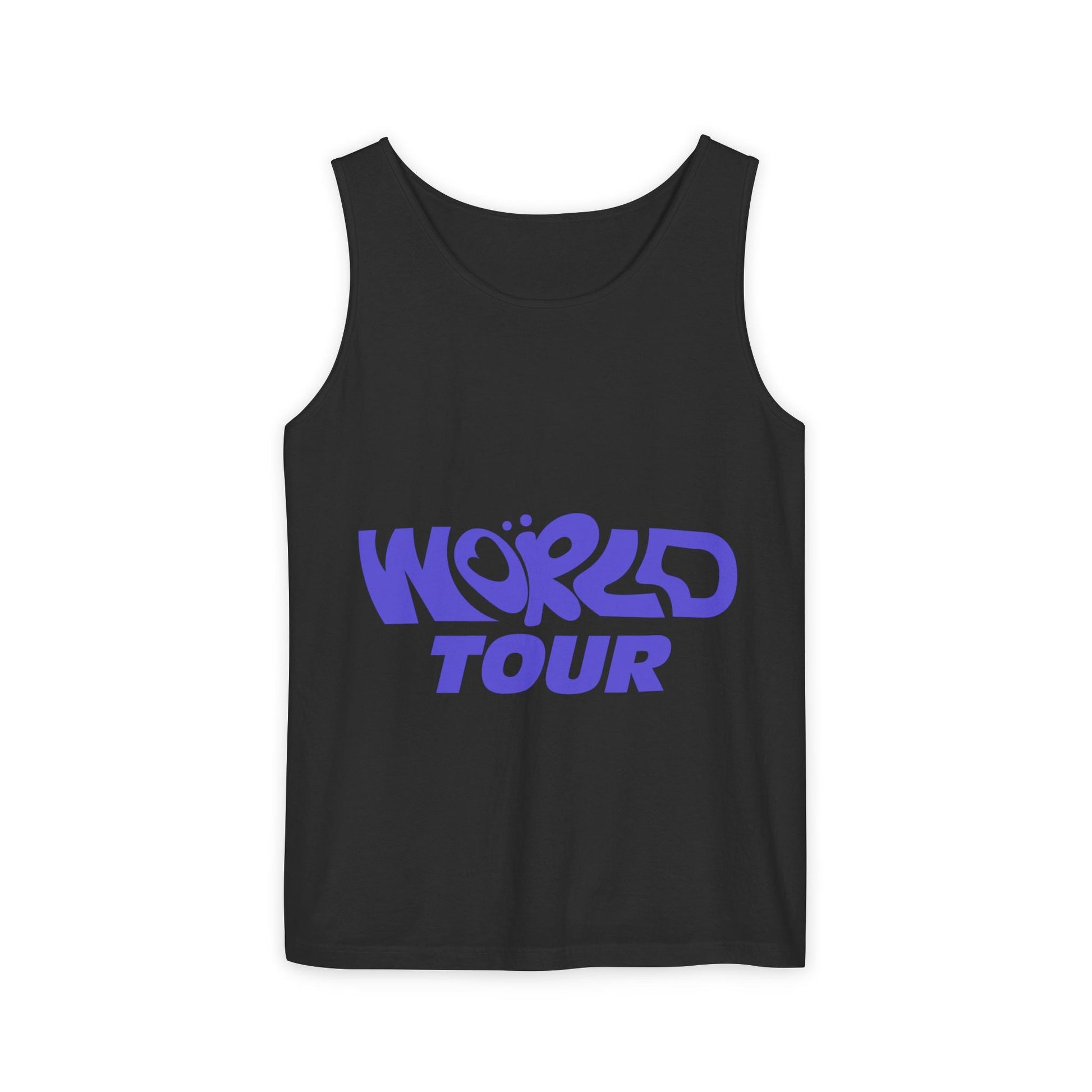 World Tour Bubble Letter-Dyed Tank Top Printify