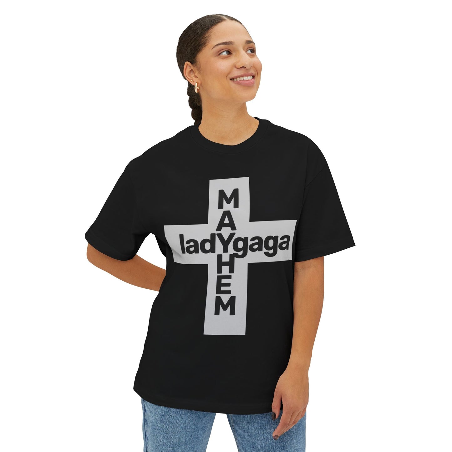 Lady Cross Mayhem-Unisex Oversized Tee Printify