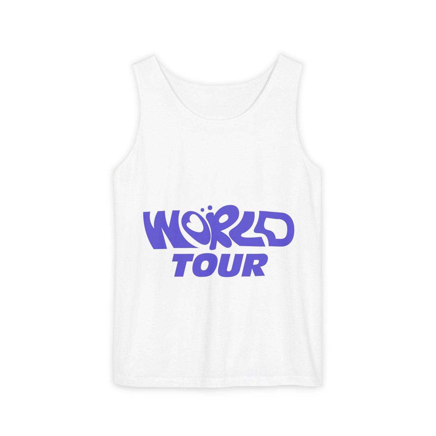 World Tour Bubble Letter-Dyed Tank Top Printify