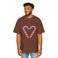 Candy Cane Heart Men's Heavy Oversized Tee – Limited Christmas Sale Edition Printify