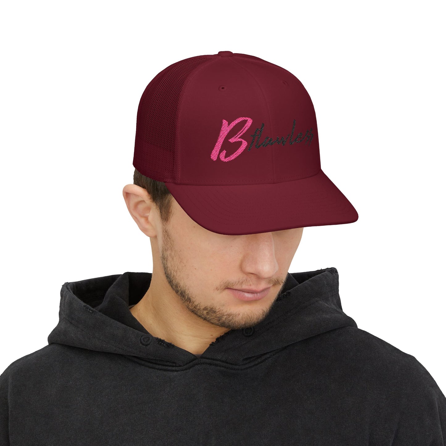 Bold Script “Be Flawless” Snapback Trucker Cap (Embroidery) - snazzymerch
