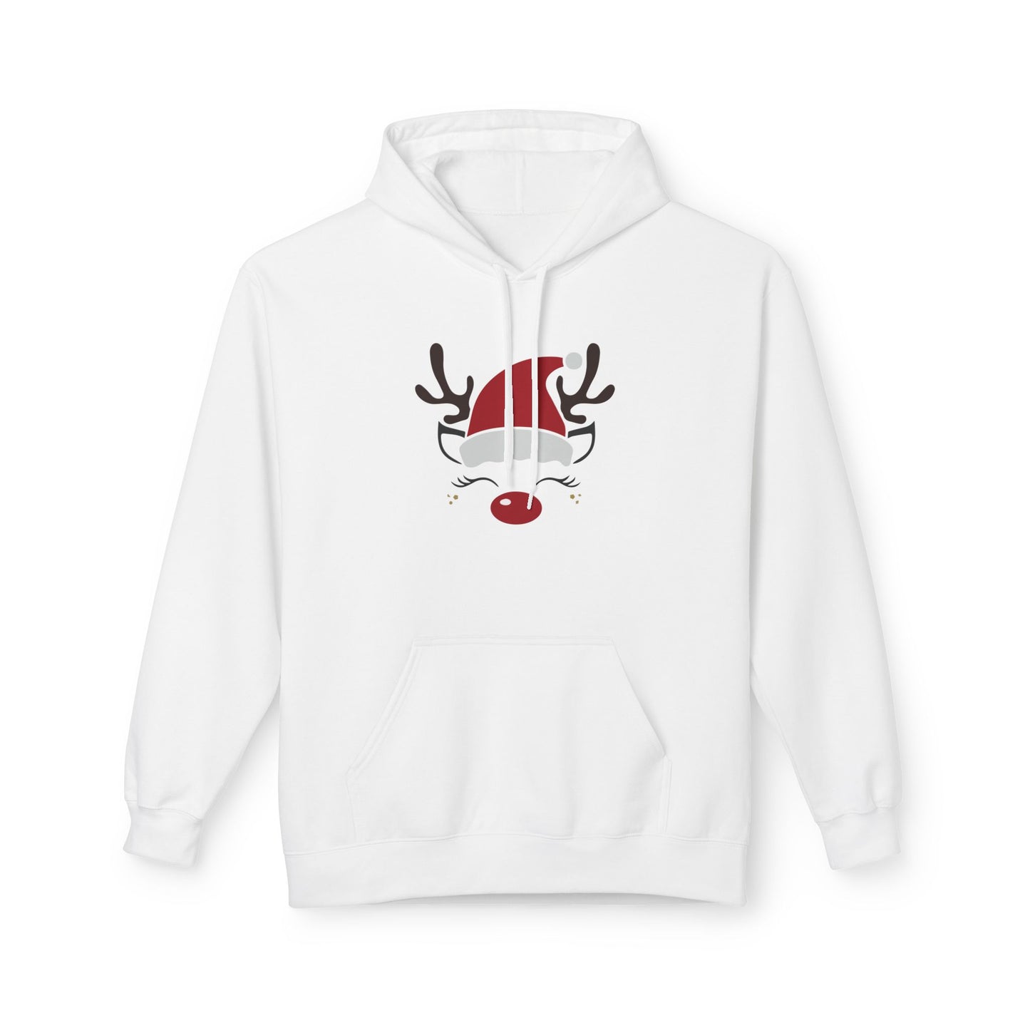 Santa Hat Reindeer Face Christmas Hoodie – Holiday Edition Printify