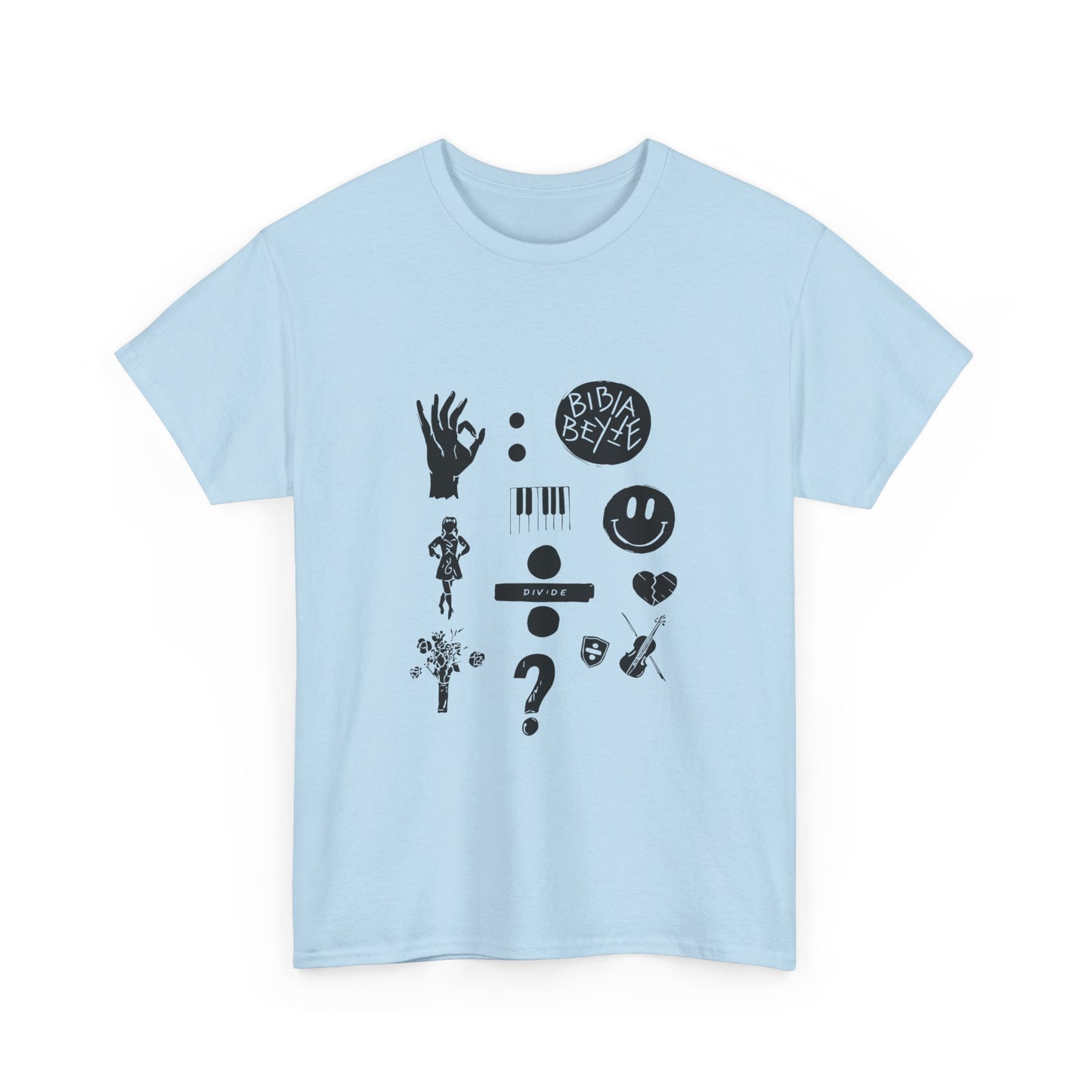 Ocean Wave with Heart Outline Unisex Heavy Cotton Tee Printify
