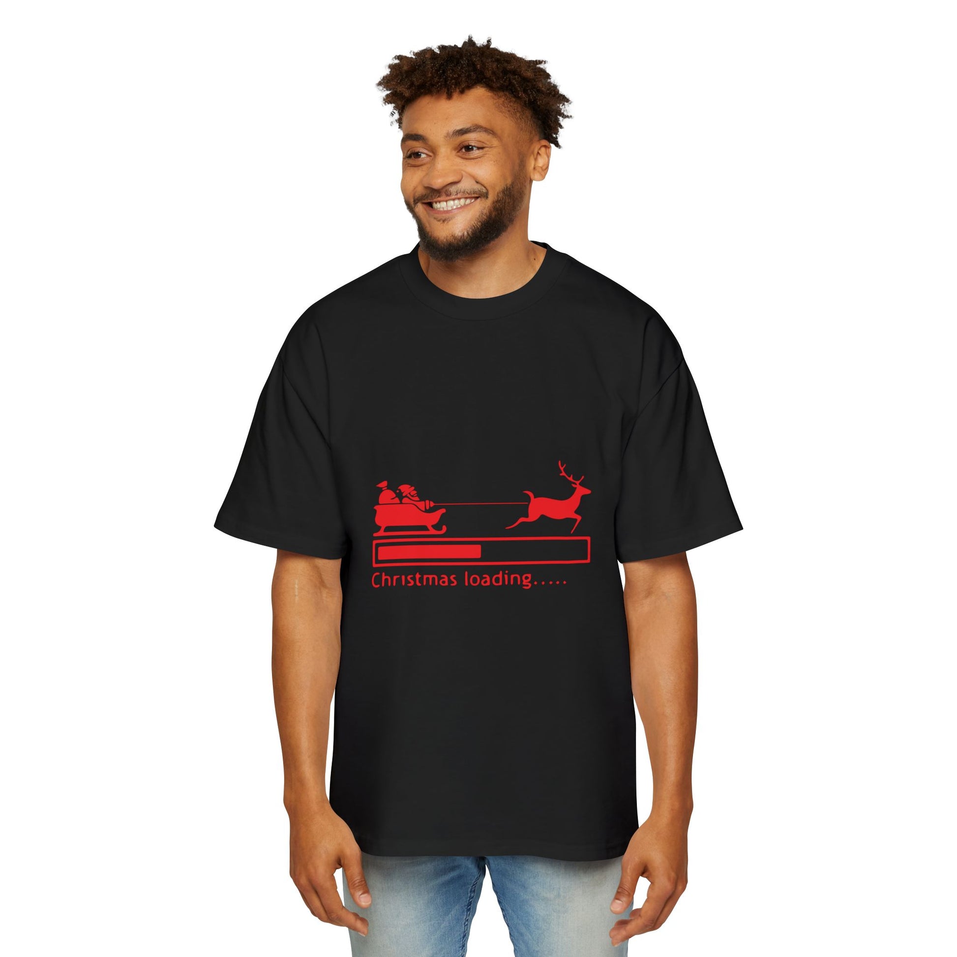 Christmas Loading Oversized Tee – Festive Santa Sleigh Holiday T-Shirt Printify
