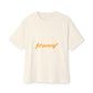 Orange Lightning Text Logo Unisex Oversized Boxy Tee Printify
