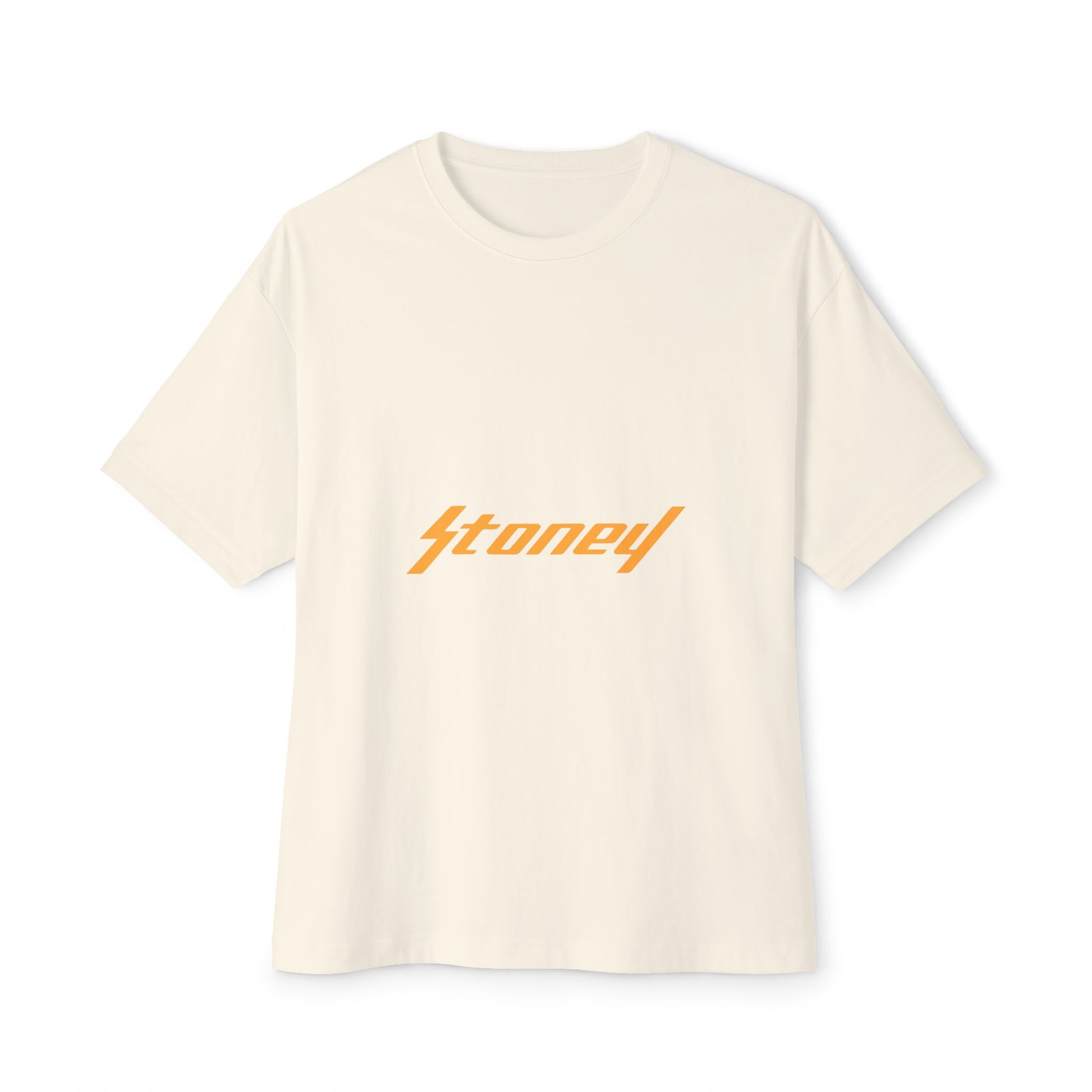 Orange Lightning Text Logo Unisex Oversized Boxy Tee Printify