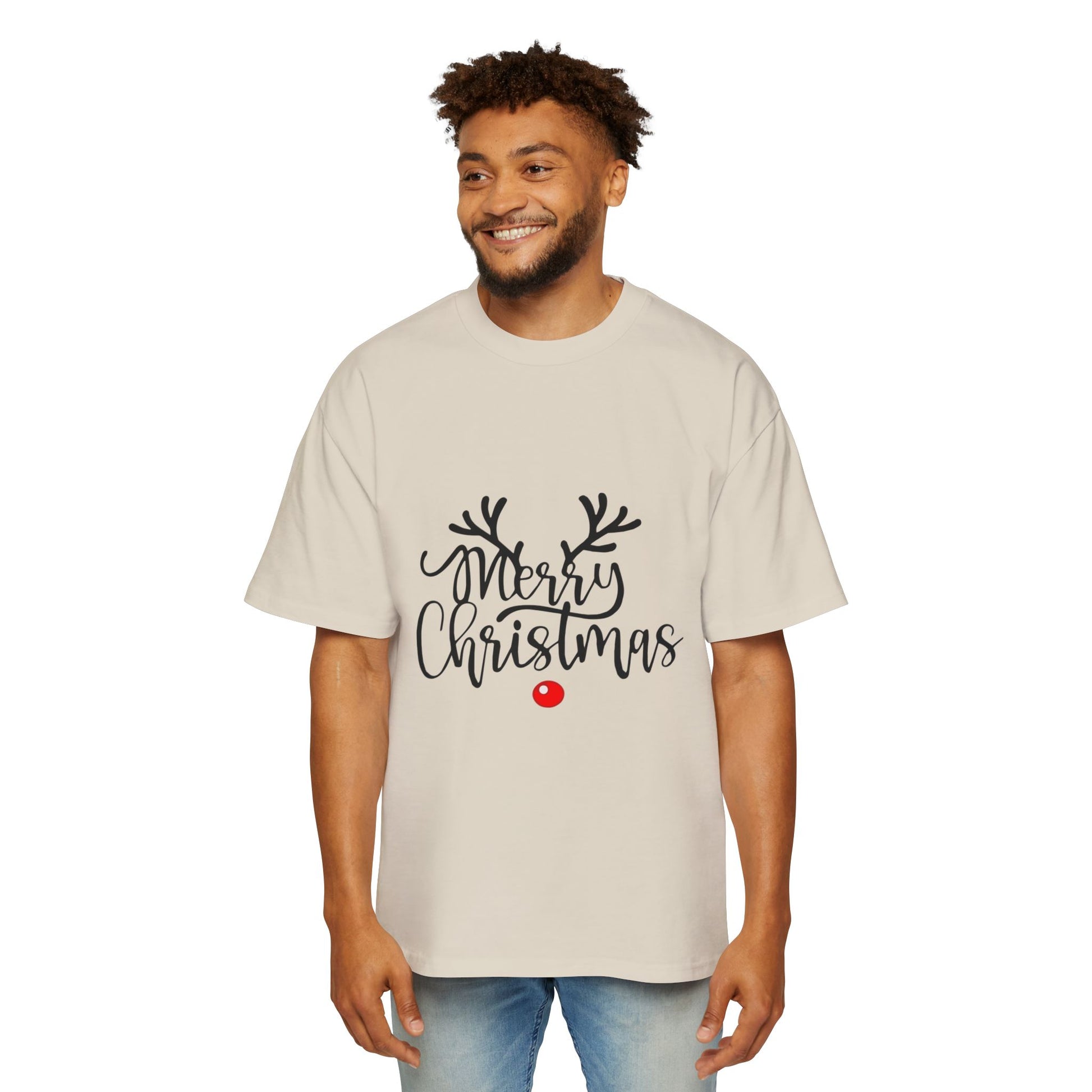 Merry Christmas Reindeer Oversized Unisex T-Shirt – Holiday Edition Printify