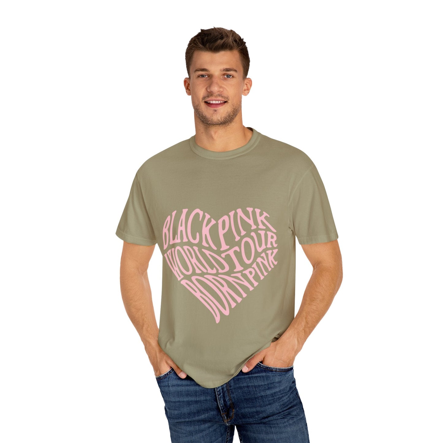 Born Pink Heart Typography – Dyed T-shirt Printify