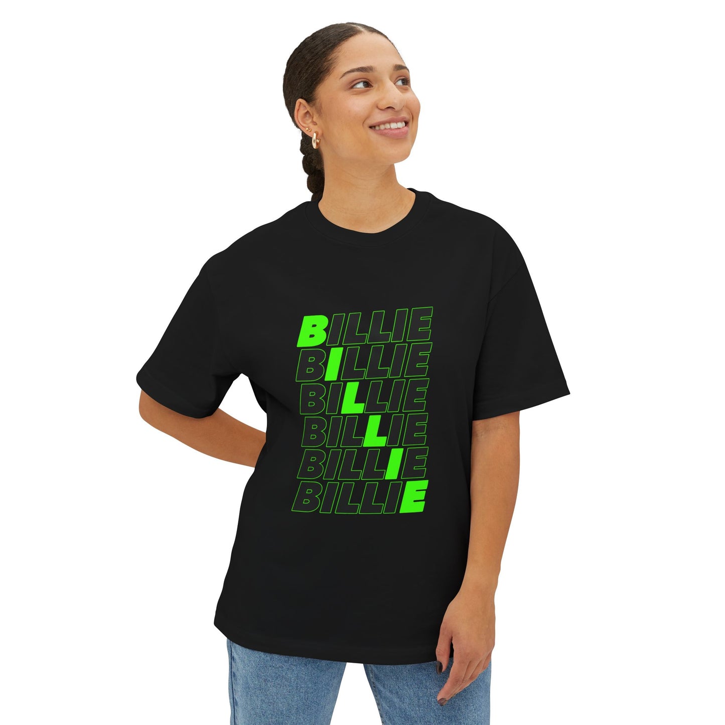 Billie Eilish Inspired Oversized T-Shirt – Minimal Block Statement Edition Printify