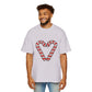 Candy Cane Heart Men's Heavy Oversized Tee – Limited Christmas Sale Edition Printify