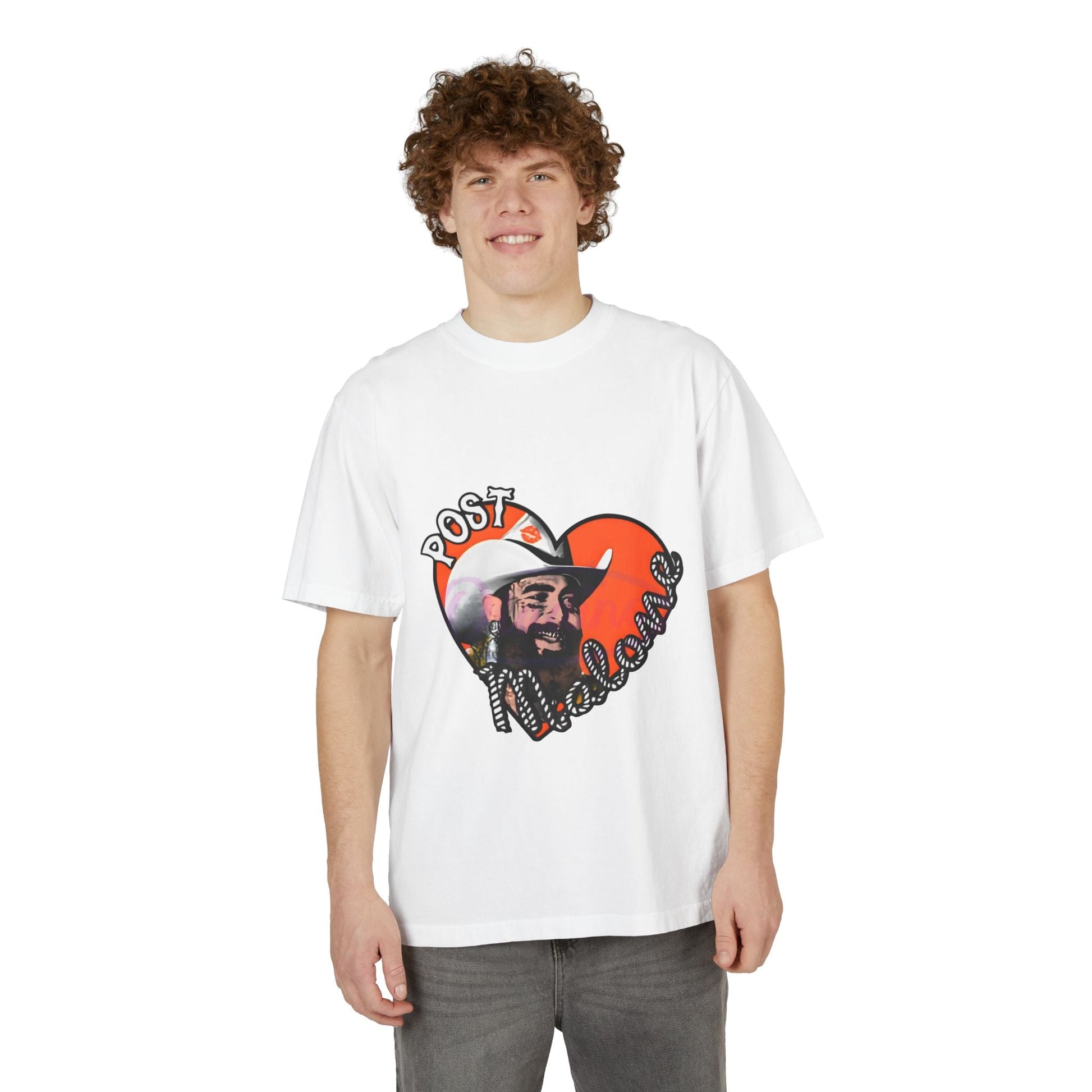 Unisex Garment-Dyed Drop-Shoulder T-Shirt – Post Malone Heart Design Printify