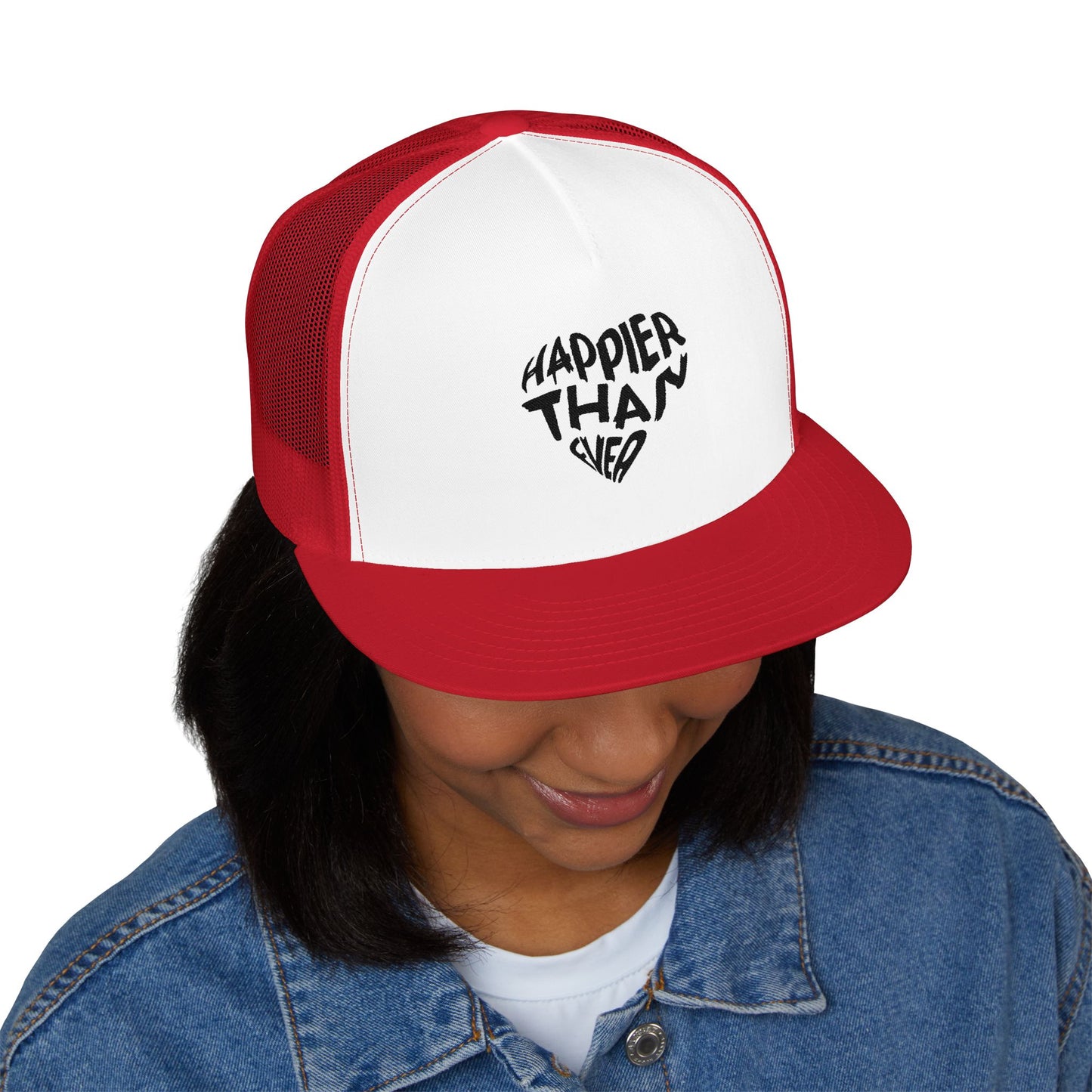 Billie Eilish Inspired Trucker Cap – Happier Heart Lettering Edition Printify