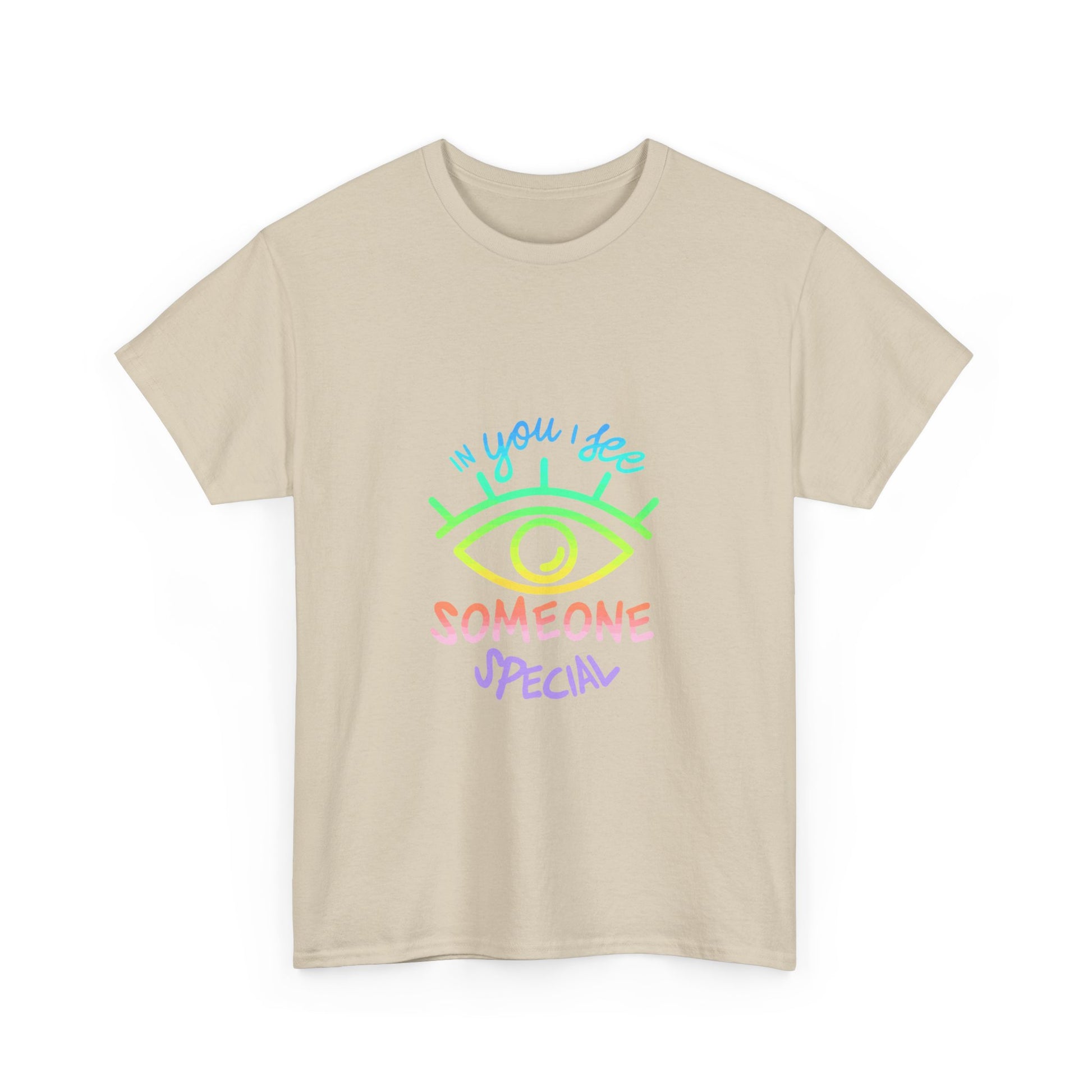 Vibrant Eye and Text Unisex Cotton Tee Printify