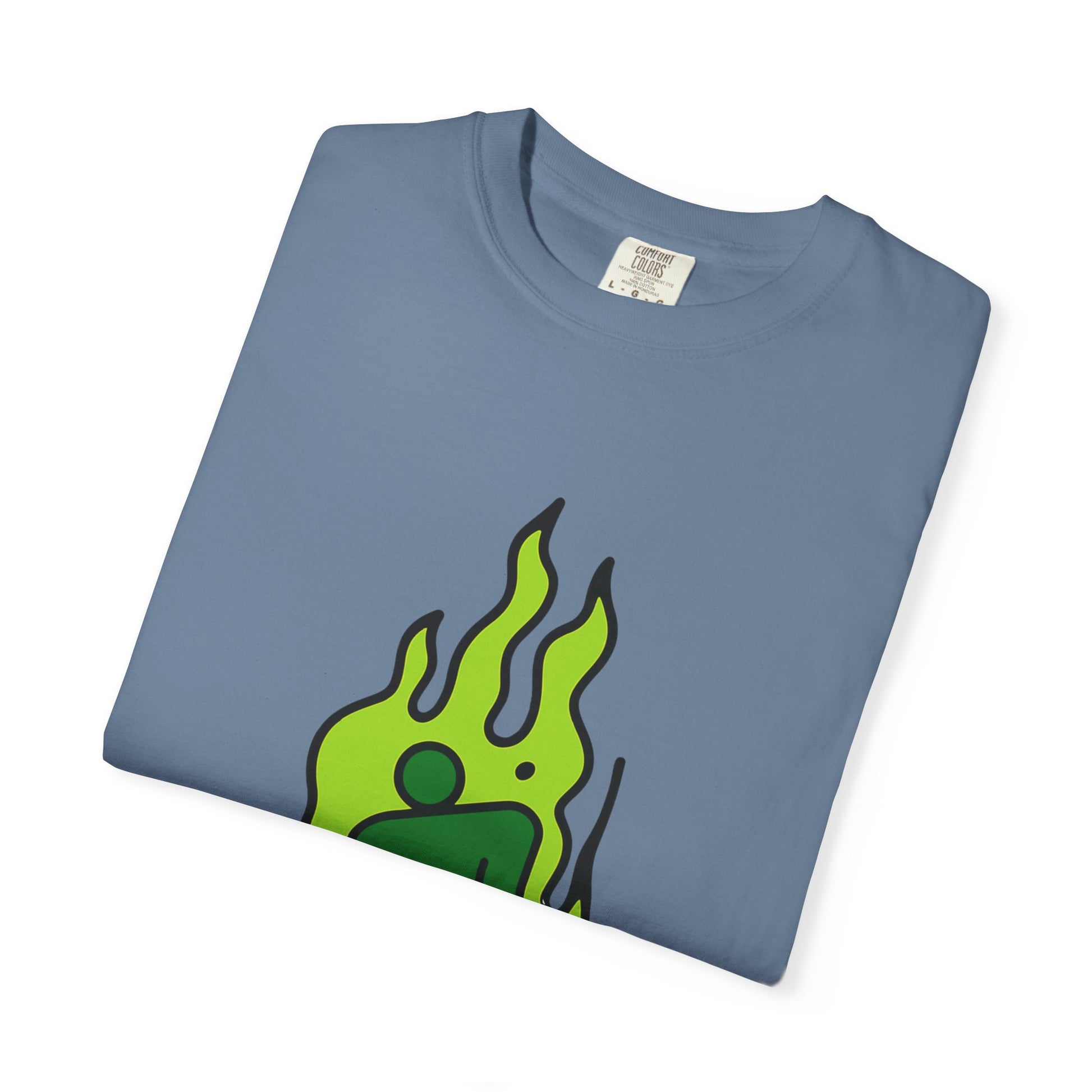 Billie Eilish Inspired Dyed T-shirt – Green Flame Icon Edition Printify