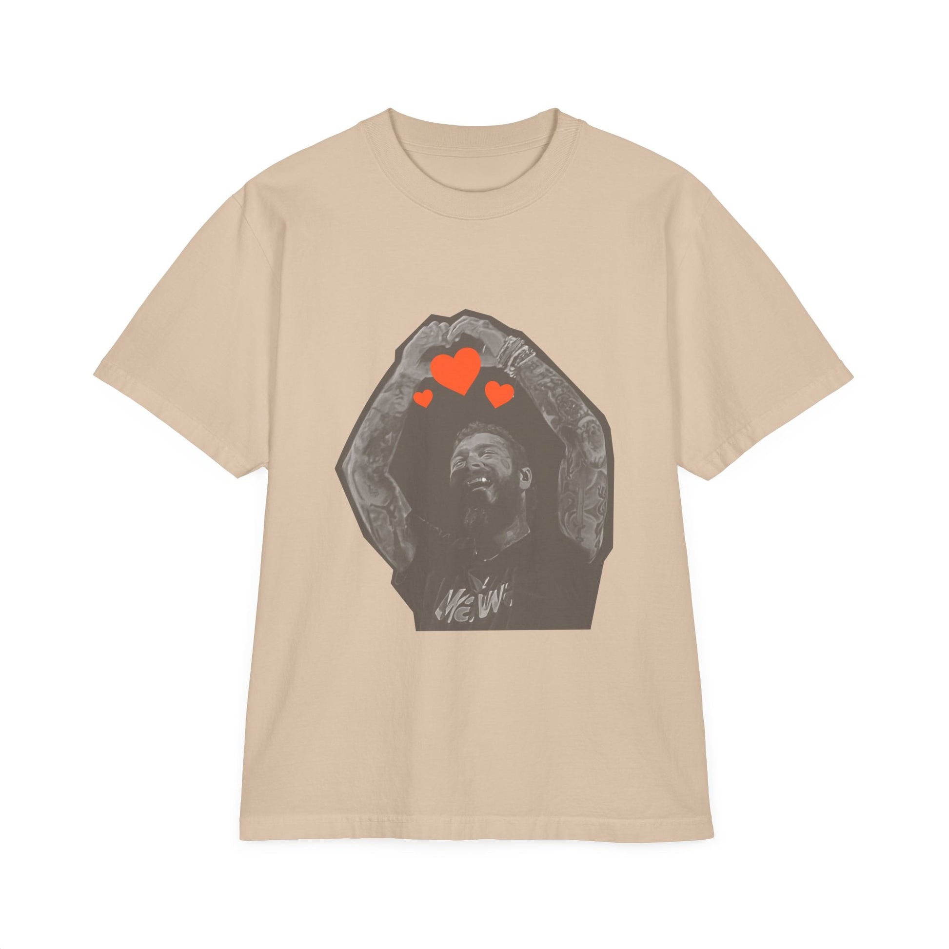 Unisex Garment-Dyed Drop-Shoulder T-Shirt – Post Malone Heartfelt Wishes Printify