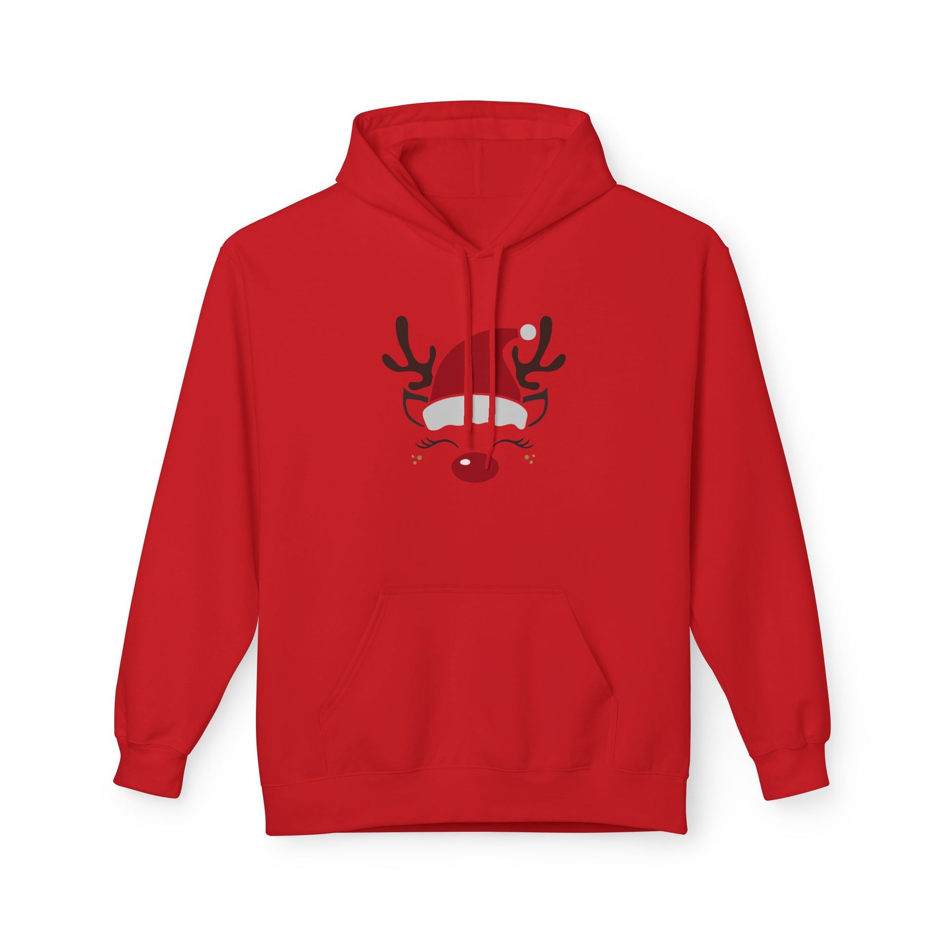 Santa Hat Reindeer Face Christmas Hoodie – Holiday Edition Printify