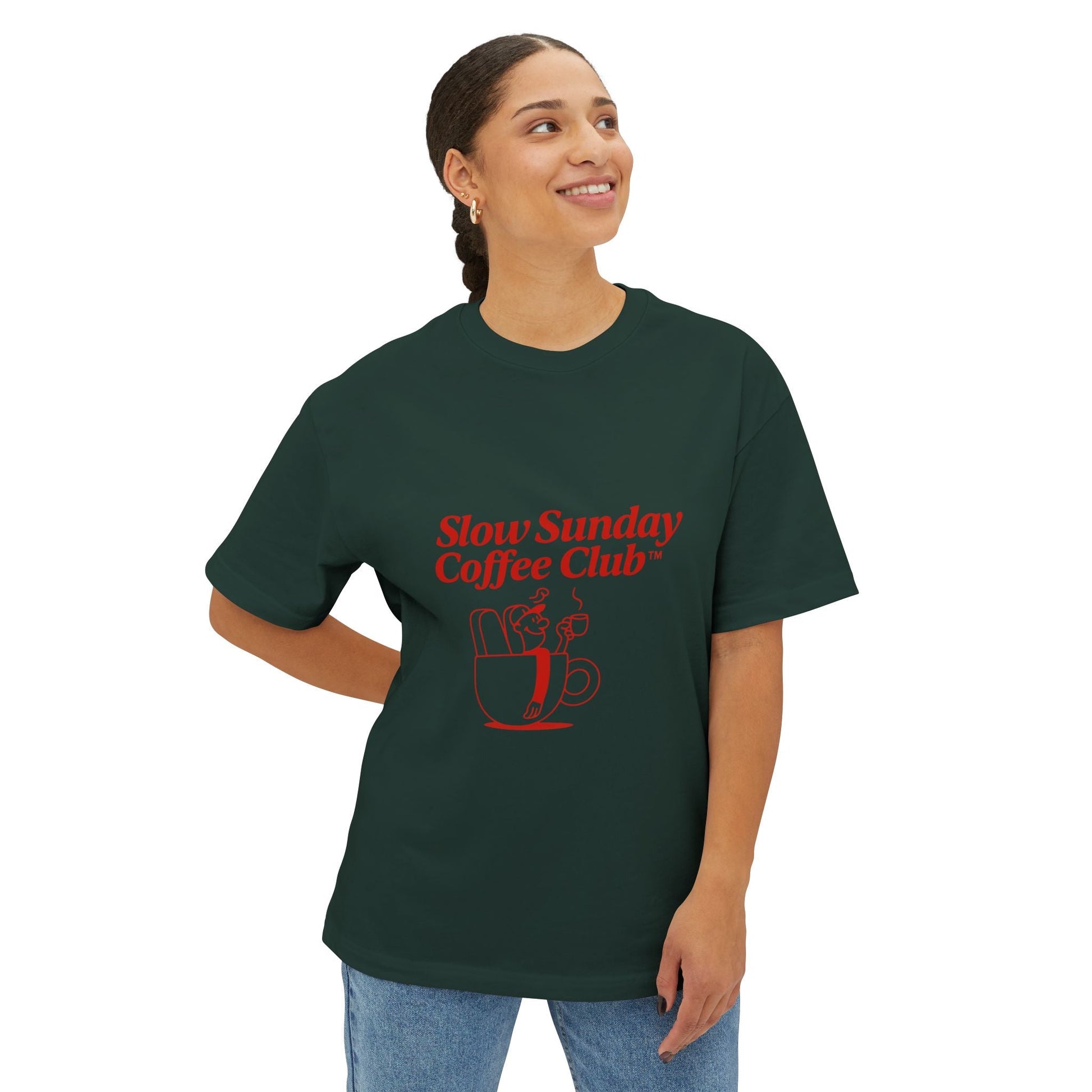 Unisex Oversized Tee – Snazzy Coffe Club Edition Printify