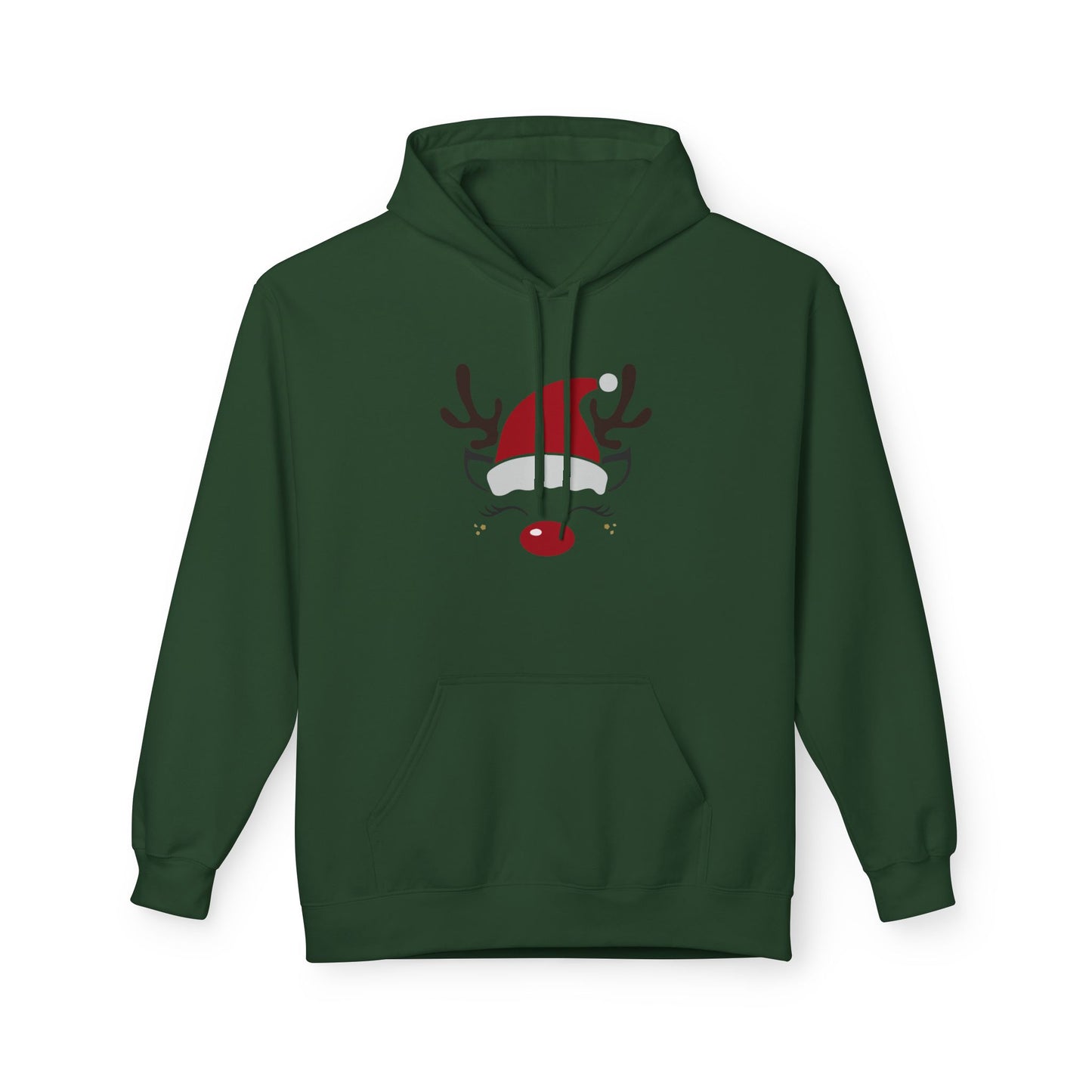 Santa Hat Reindeer Face Christmas Hoodie – Holiday Edition Printify