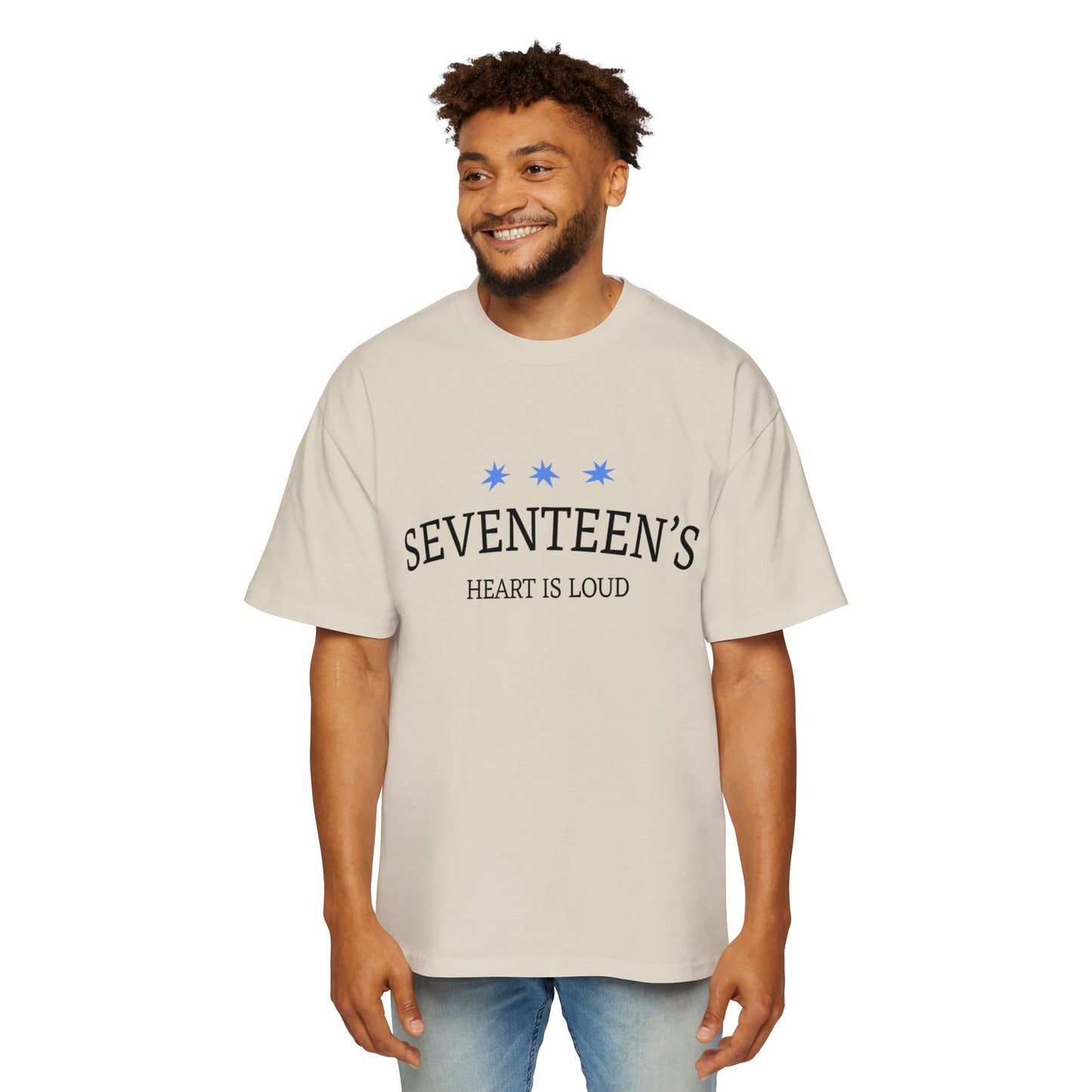 Blue Star Cluster Men's Heavy Oversized Tee - snazzymerch