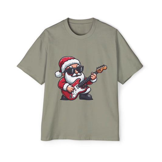 Rockstar Santa Oversized Tee – Cool Christmas Guitar T-Shirt Printify