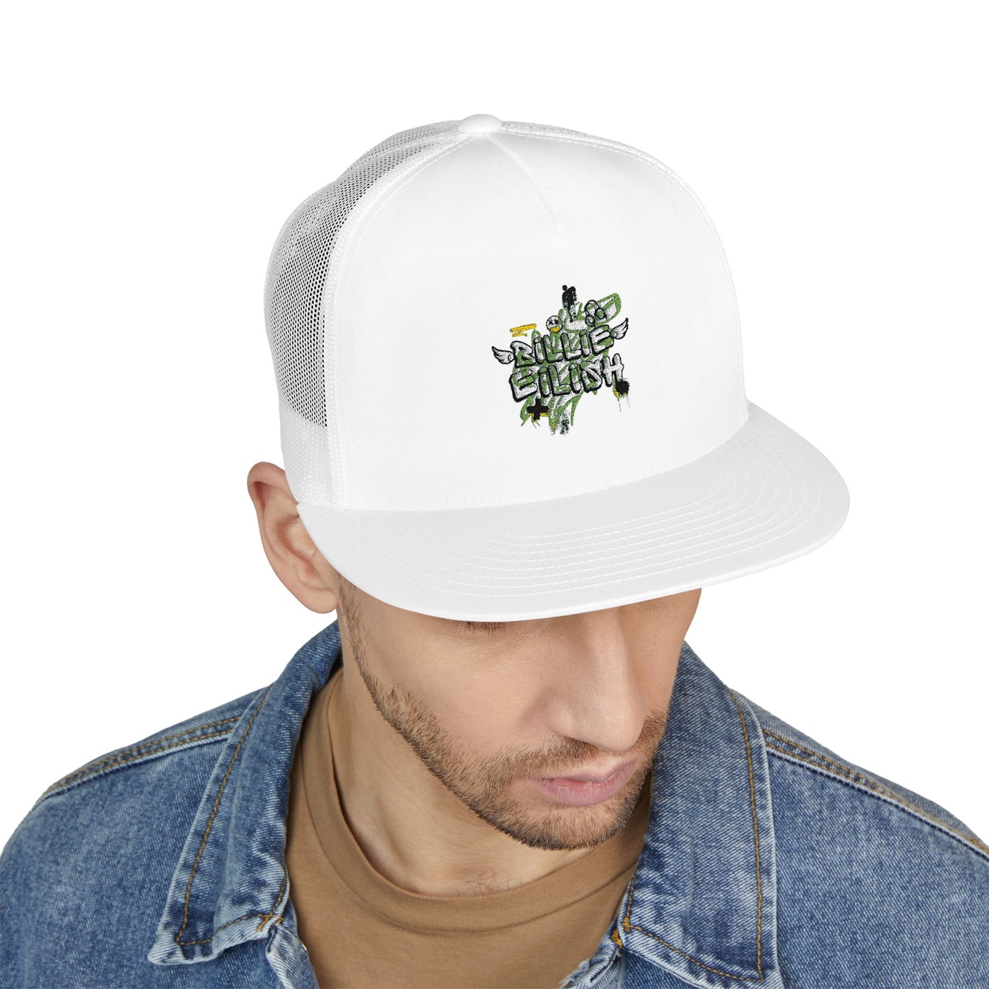 Billie Eilish Inspired Trucker Cap – Grunge Angel Graffiti Edition Printify
