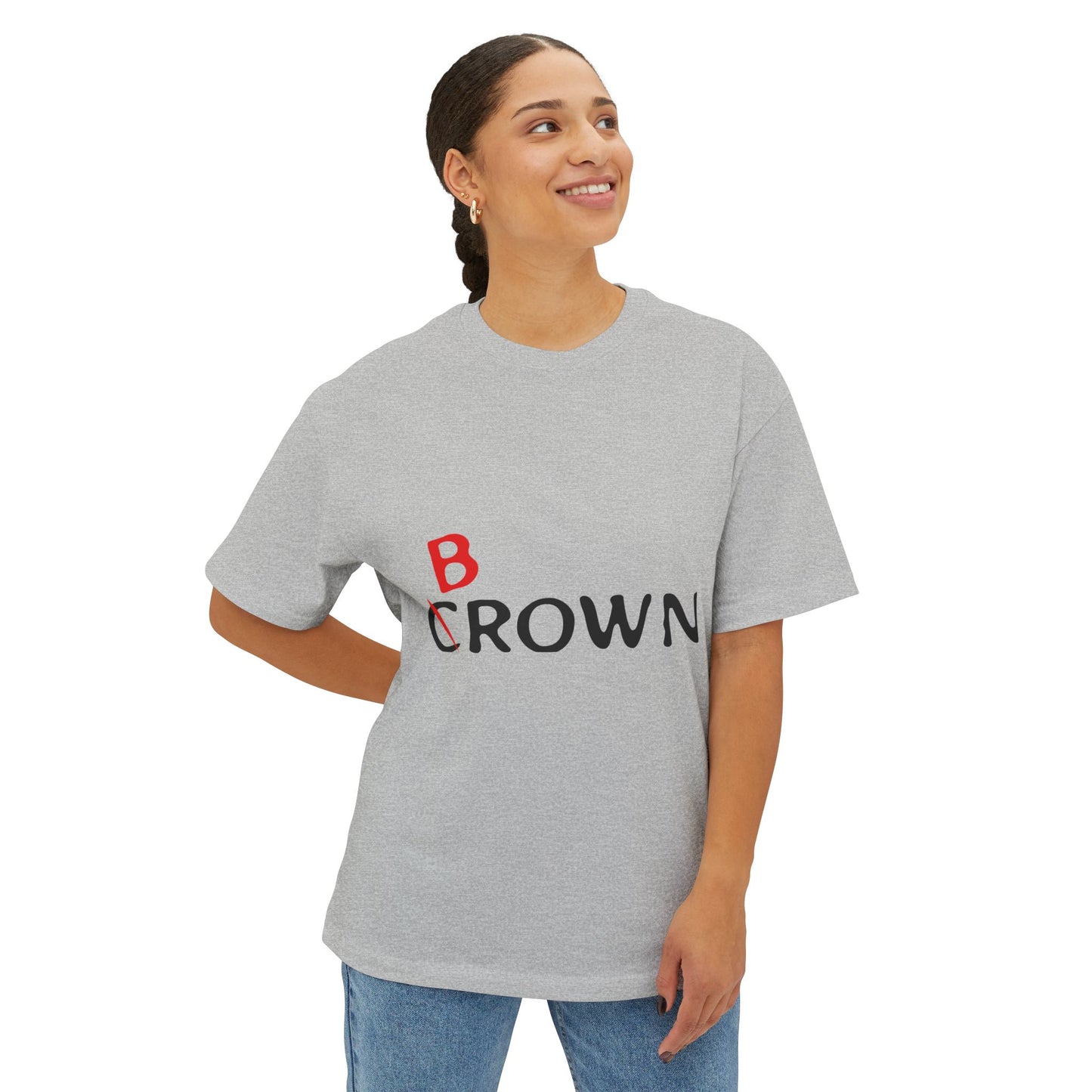 Abstract Red Flag Typography Unisex oversized Boxy Tee - snazzymerch