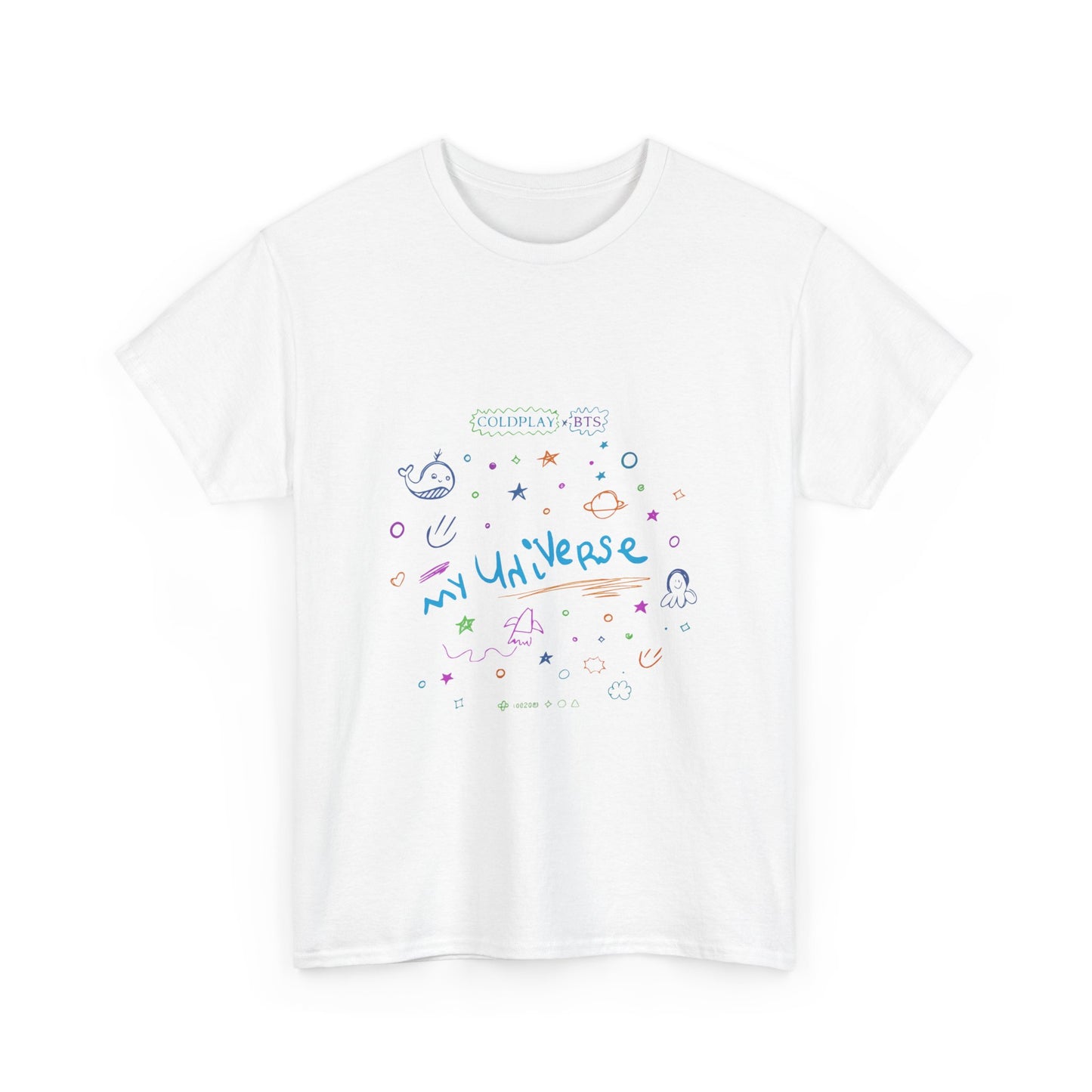 Neon Space Doodles Unisex Cotton Tee Printify