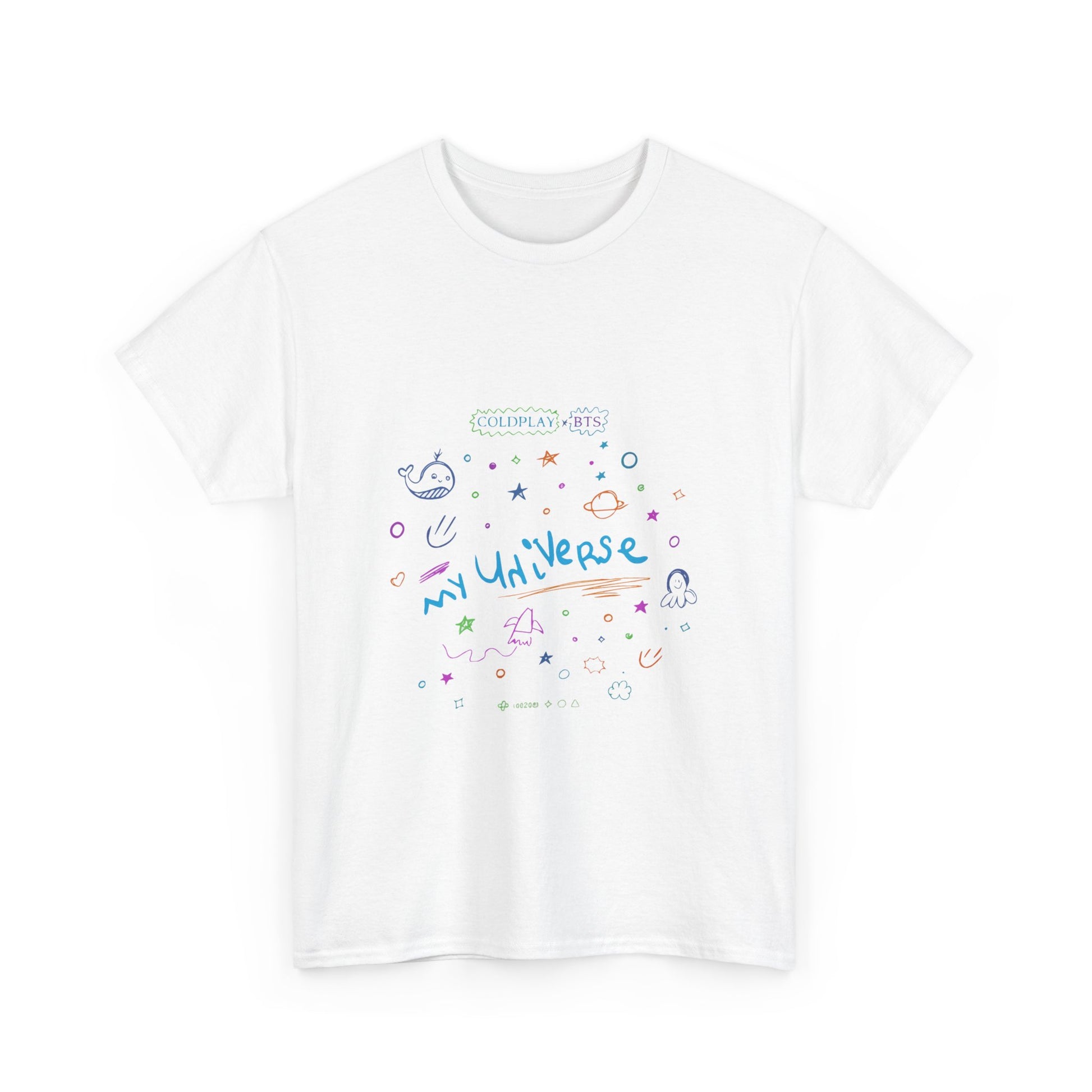 Neon Space Doodles Unisex Cotton Tee Printify