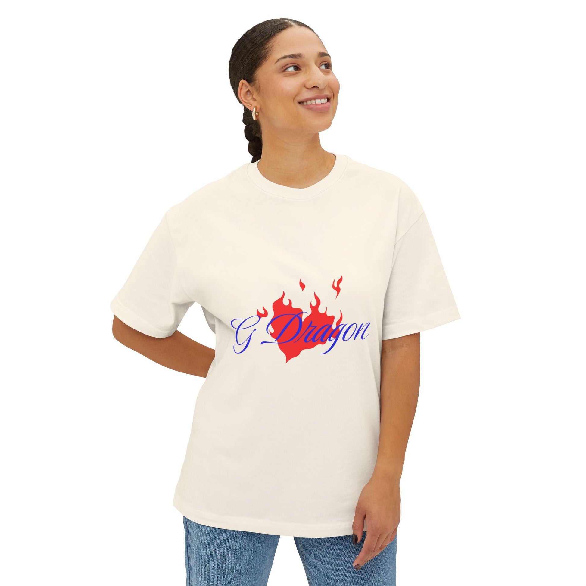 Heart on Fire Bold Script Unisex Oversized Boxy Tee - snazzymerch